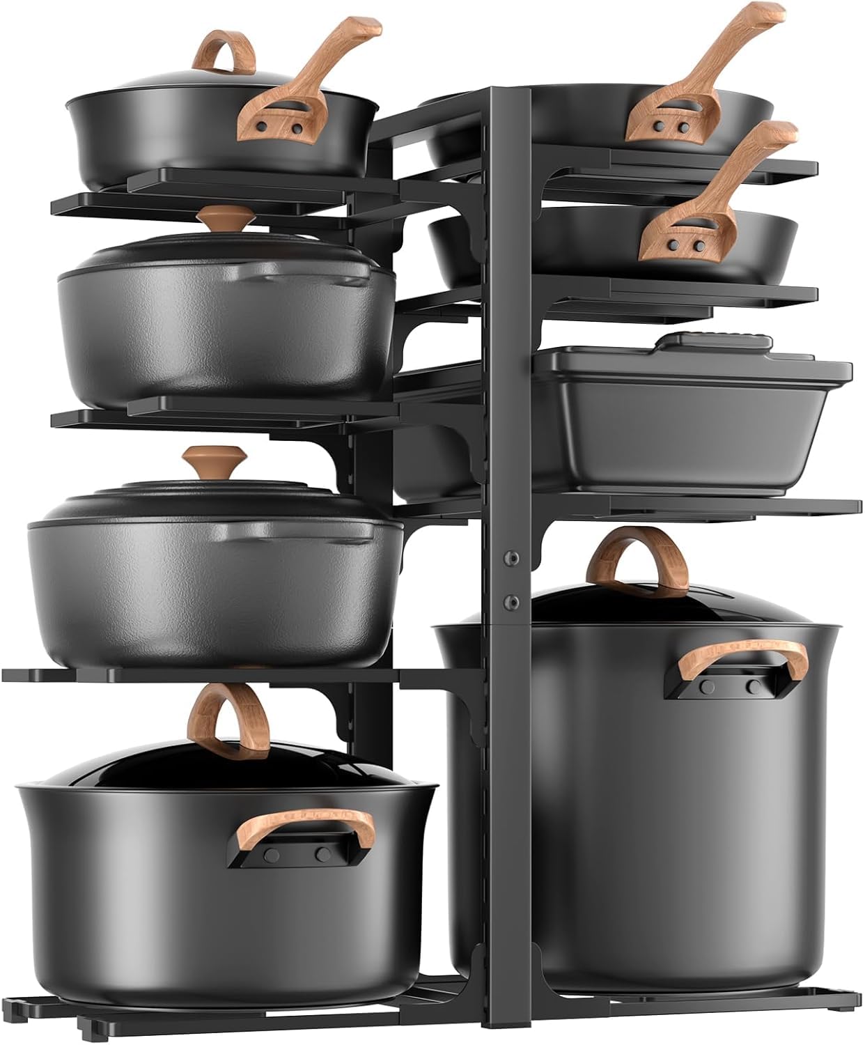 Geo Fashion Pots And Pans Organizer Under Cabinet 20.8 Height, 8 Tier Heavy Duty Pan Organizers Inside Cabinet With Adjustable 