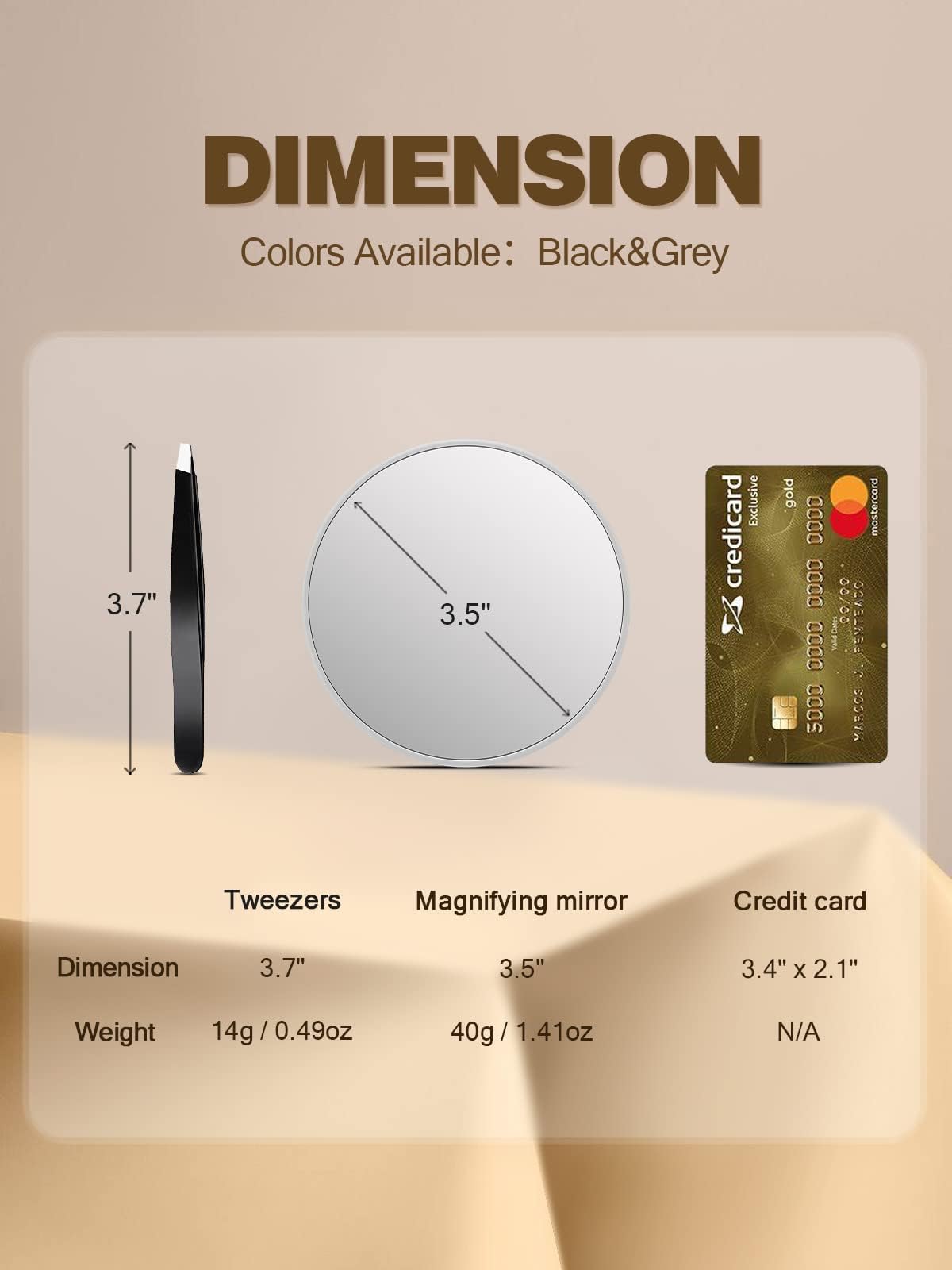 Macaki 20X Magnifying Mirror  35 inches Magnified Makeup Mirror and Slant Tweezers with 2 Suction cups grey  1PcS