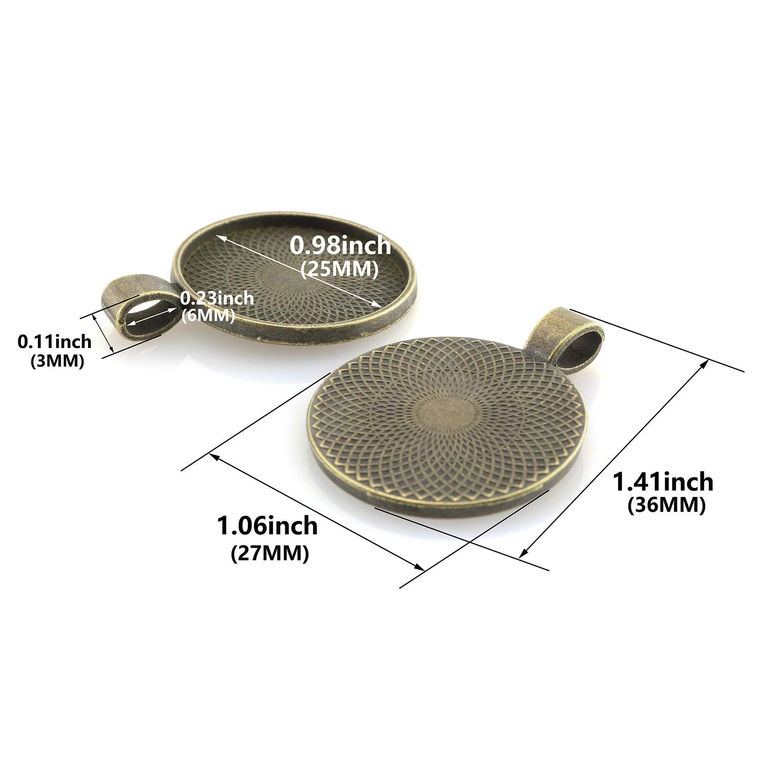 Lind Kitchen 25Pcs Round Bezel Pendant Trays Setting Cabochon Blank Base For Diy Crafting Photo Jewelry Findings Making Accessor