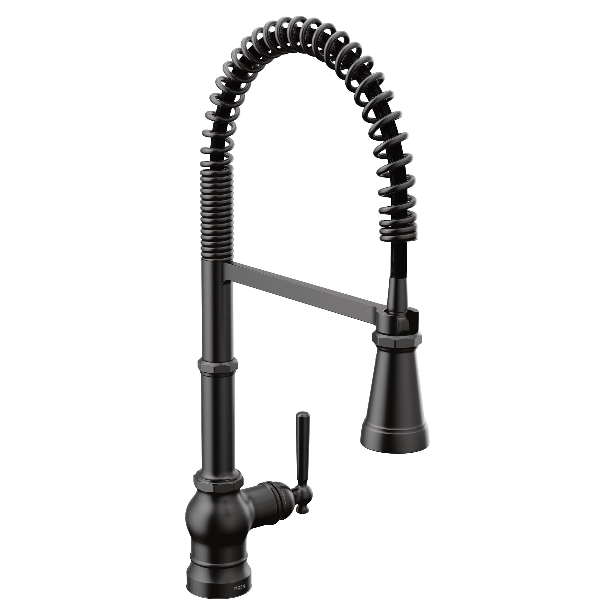 Moen Paterson Matte Black Spring Pulldown Kitchen Faucet with Pre-Rinse and Power Boost, Traditional Kitchen Faucet, One Handle 