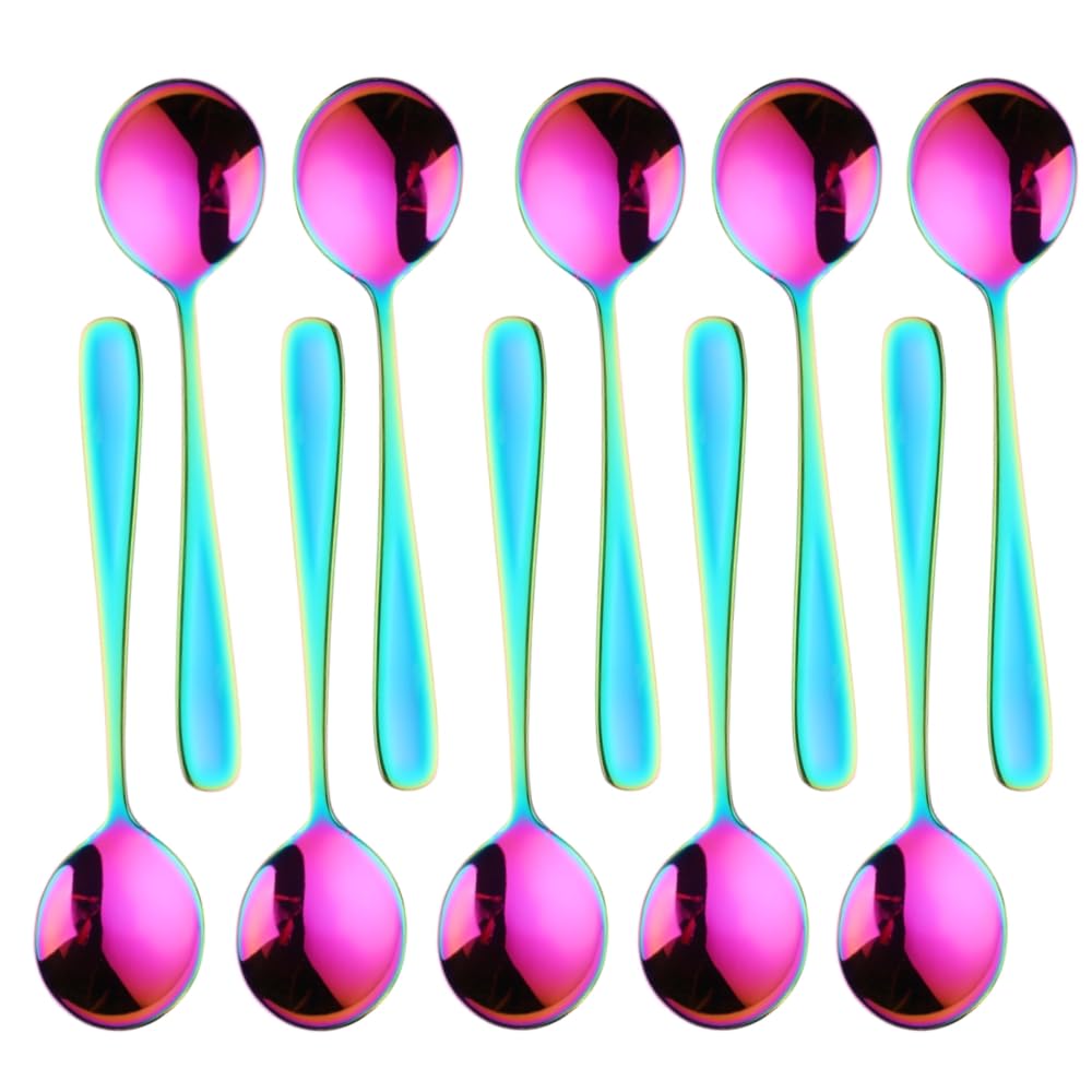 Soup Spoons, Color Me Rainbow 18 10 Stainless Steel Round Spoons, Set ...