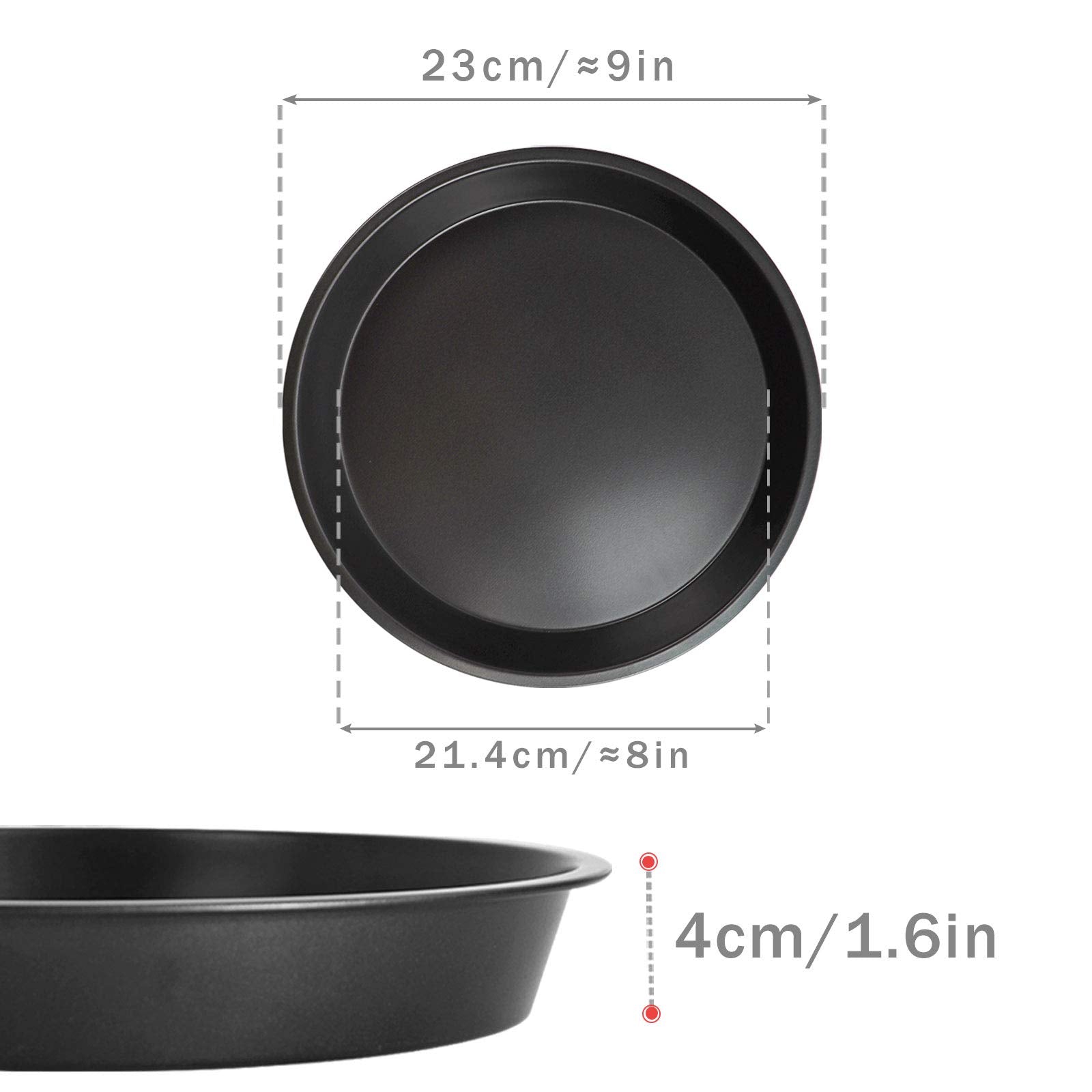 Kslong 2Pcs Metal Pizza Plate For Oven Round Bake Model Pizza Shop Diy Baking Tools Non-Stick Cake Chassis Bakeware Pans(8Inch)