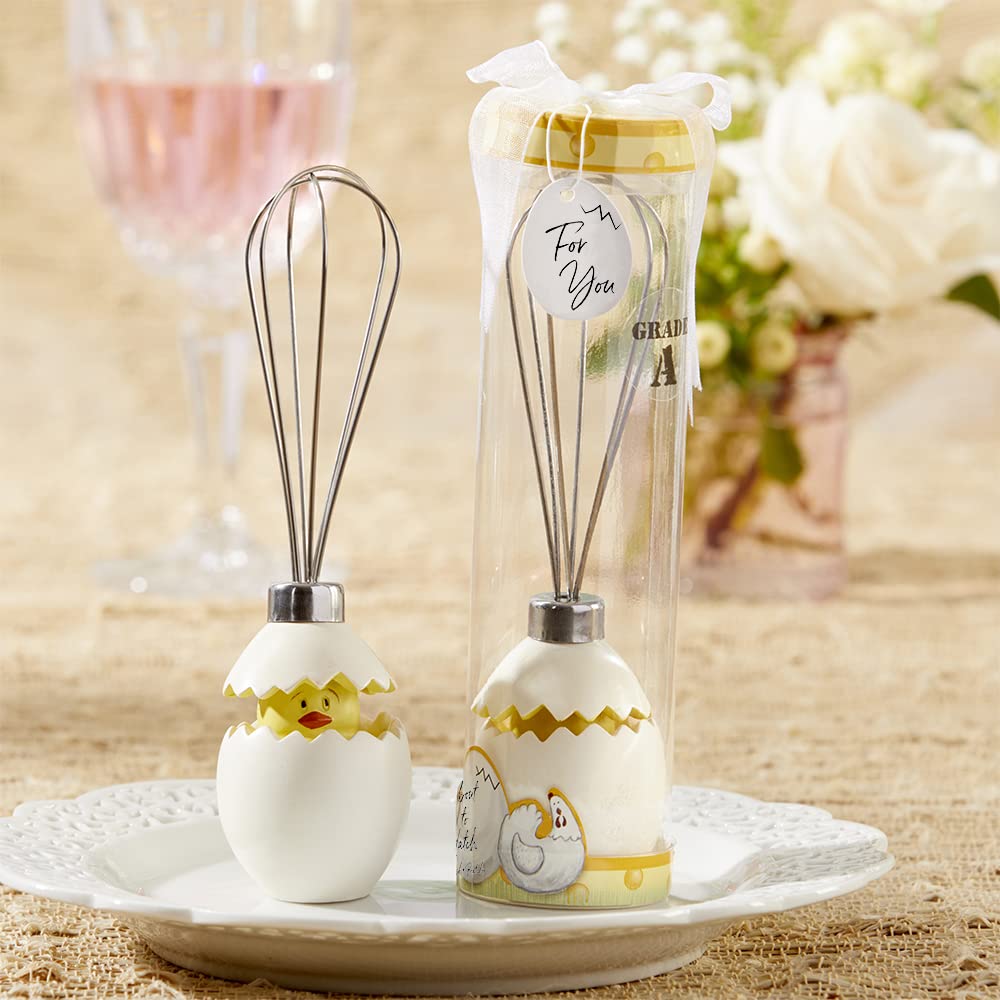 Kate Aspen Stainless-Steel Egg Whisk In Showcase Gift Box Baby Shower Favor, Silver/White