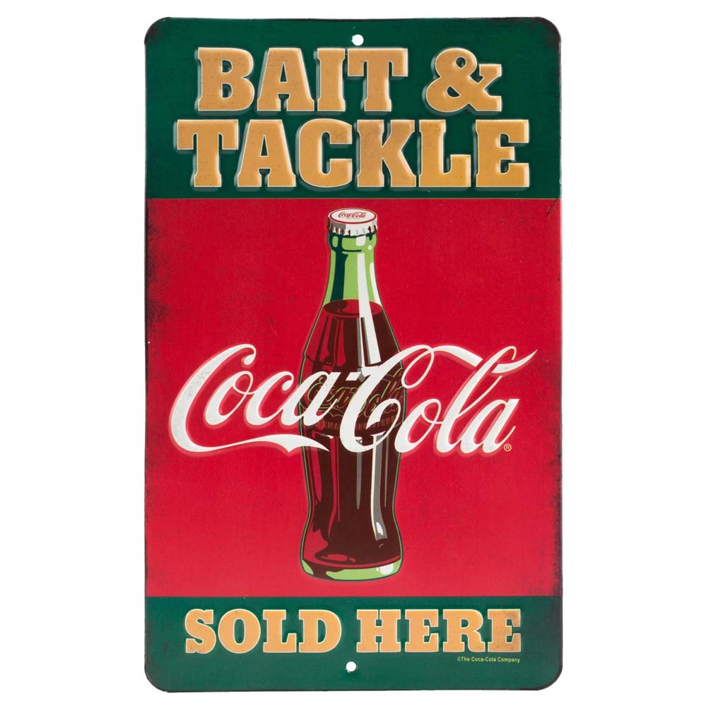 Coca-Cola Bait And Tackle Embossed Metal Sign - Vintage Coca-Cola Fish ...