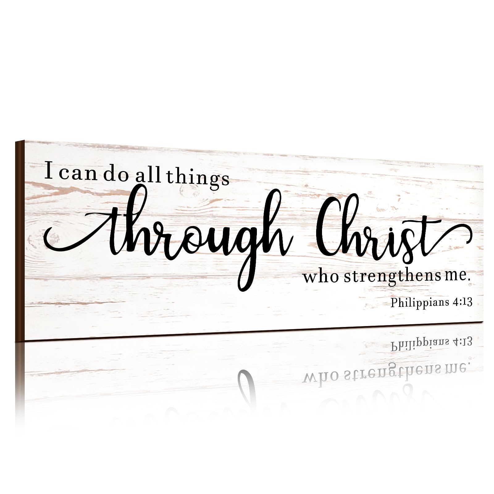 Jetec Farmhouse Bible Verse Scripture Wall Signs, I Can Do All Things Through Christ Who Strengthens Me Wooden Plaque Decor for 