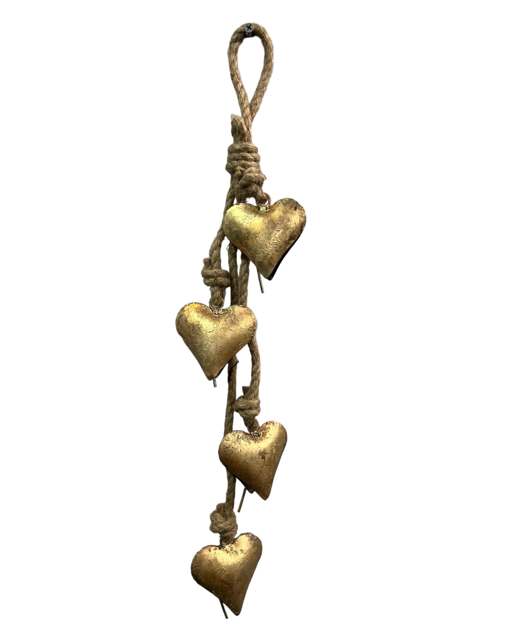 Vintage Metal Heart Bells Wall Hanging Art | Love Symbol, Rustic Farmhouse D  cor, Valentine's Day Gift for Him/Her, Boho Home D