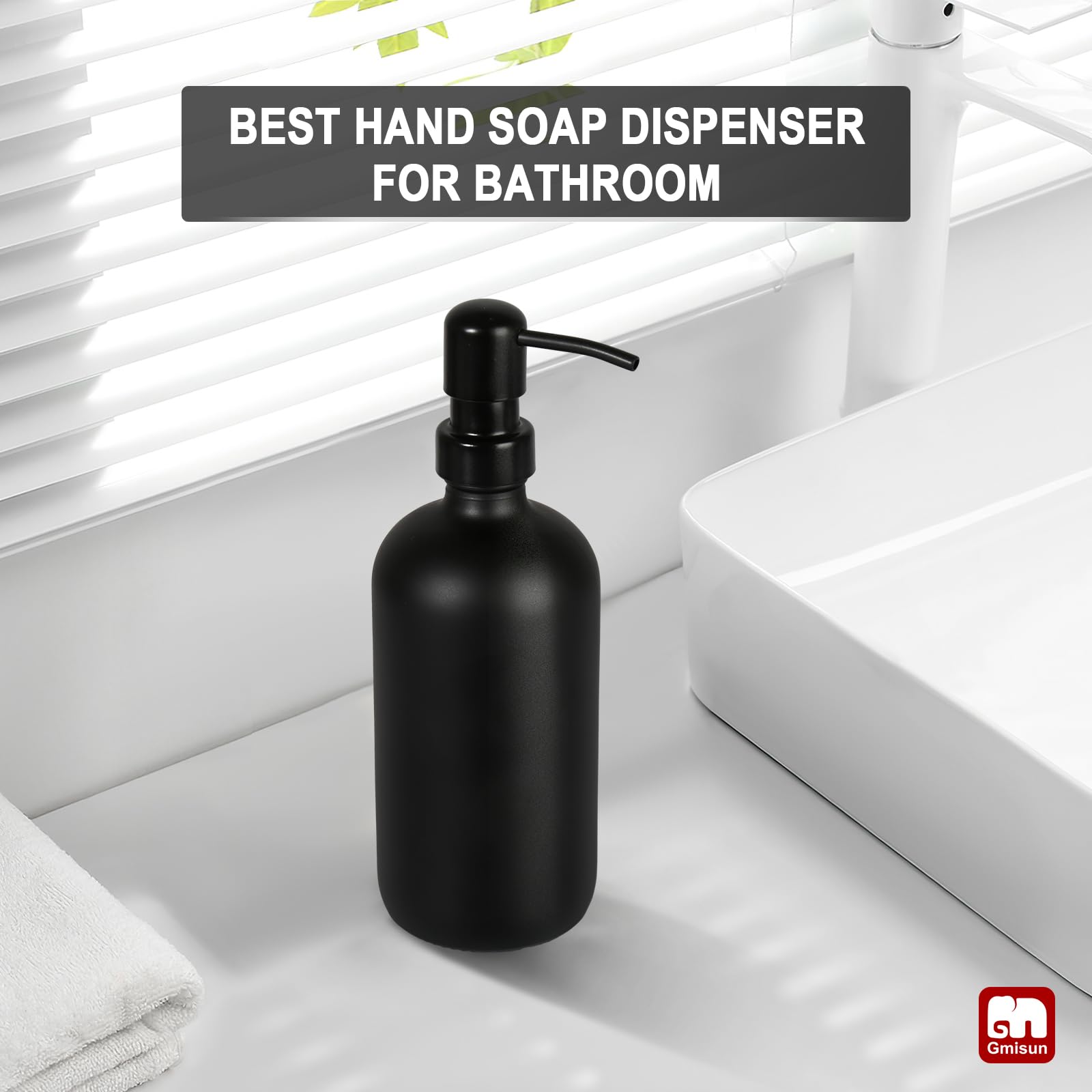 Gmisun Black Soap Dispenser, 1 Pack Matte Black Bathroom Hand Soap Dispenser, 16 Oz Dish Soap Dispenser For Kitchen With Rustpro