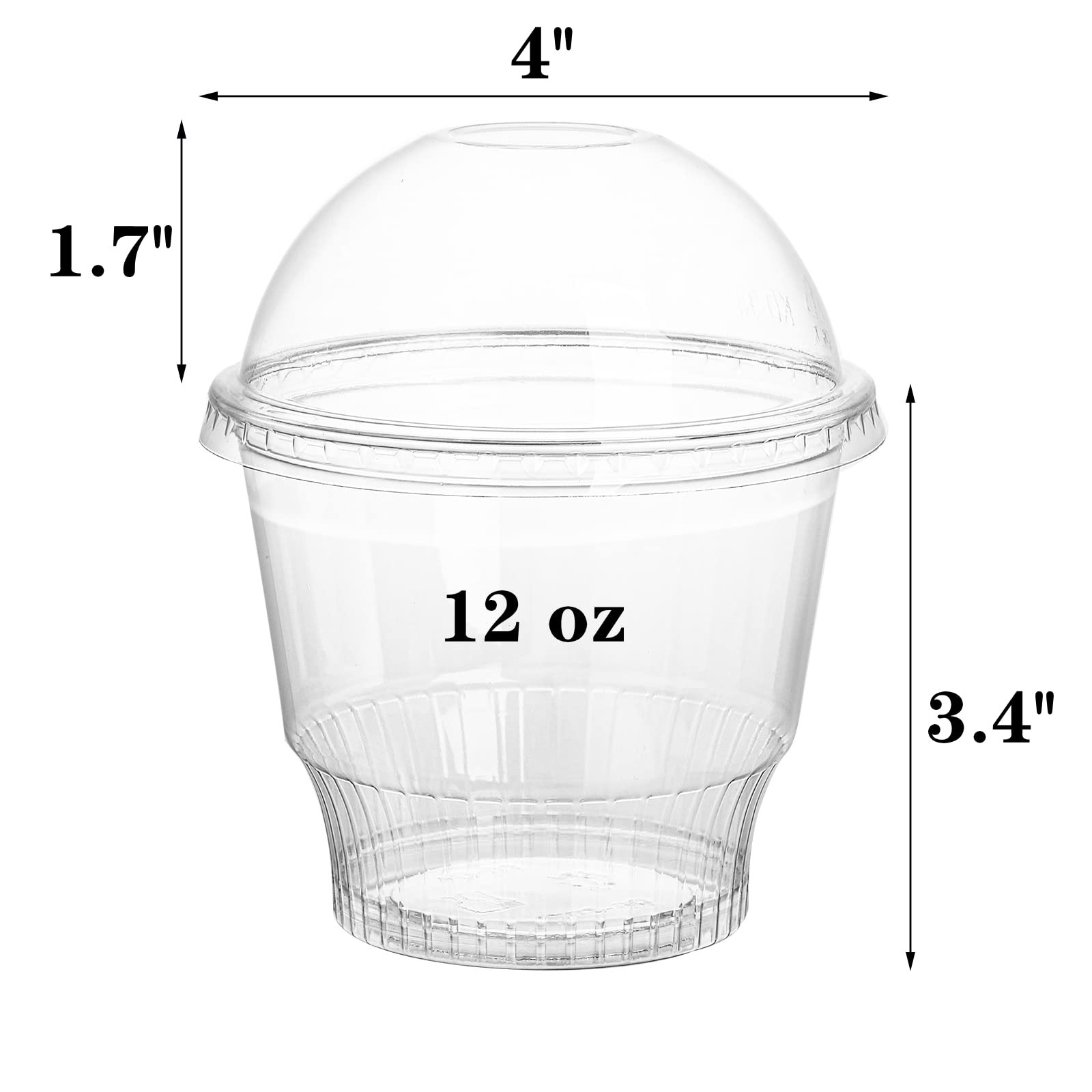 Lyellfe 100 Pack Dessert Cups With Dome Lids, 12 Oz Clear Plastic Cups, Bpa Free Disposable Parfait Ice Cream Snack Cups For Pud