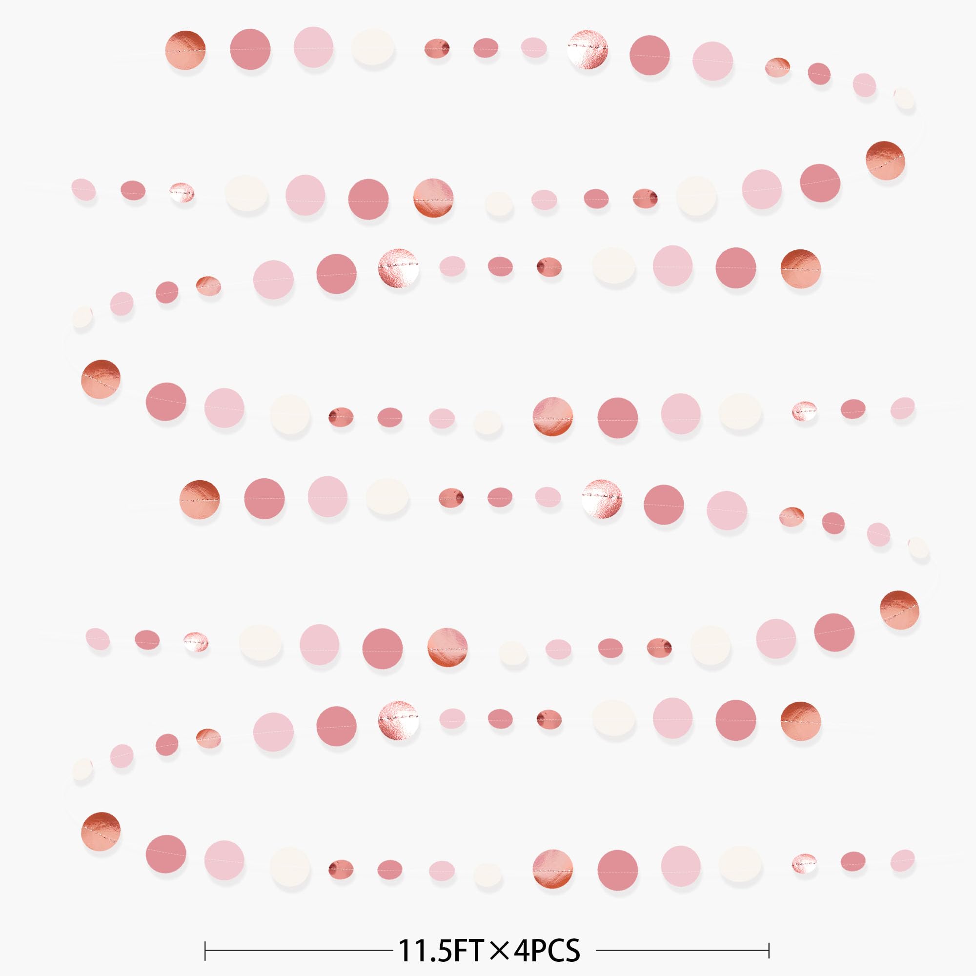 Rose Gold Party Decorations Dusty Pink Circle Dots Garland Blush Pink Hanging Paper Polka Dot Streamer For Birthday Wedding Brid