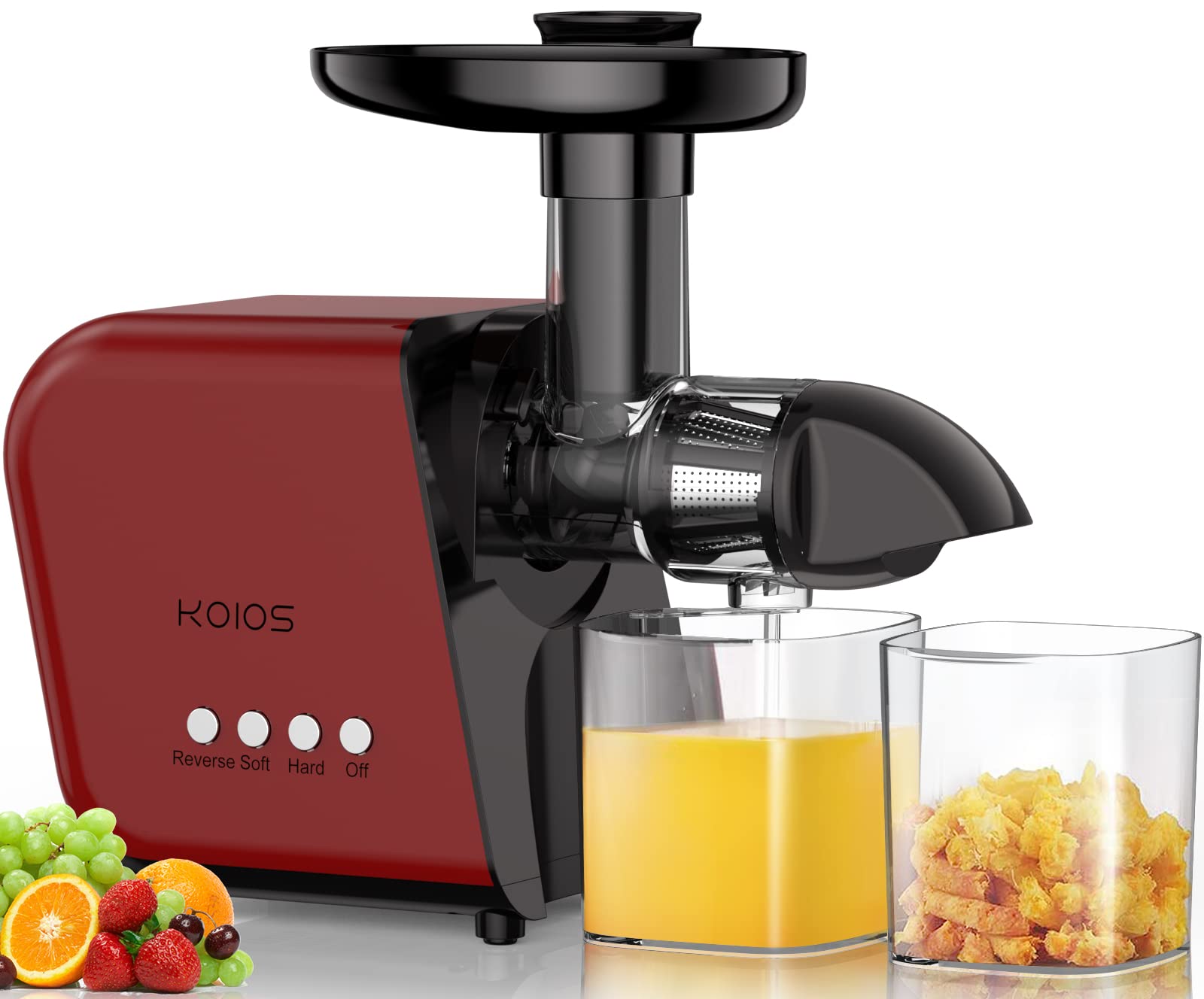 Koios Juicer, Slow Masticating Juicer Extractor With Reverse Function, Cold Press Juicer Machine With Quiet Motor, Juice Jug And