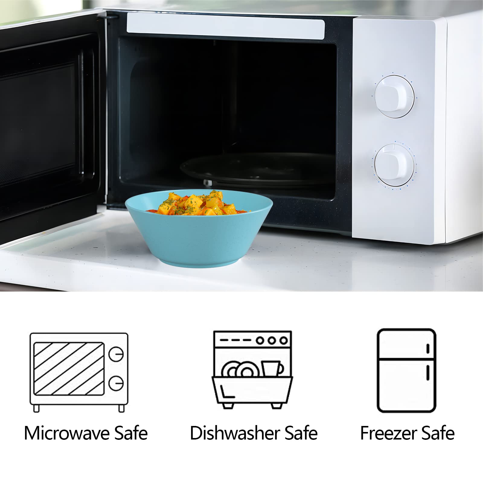 32 Ounce Cereal Bowls, Unbreakable Wheat Straw Fiber Bowl, Lightweight Kitchen Bowls Microwave & Dishwasher Safe Bpa Free Bowls,