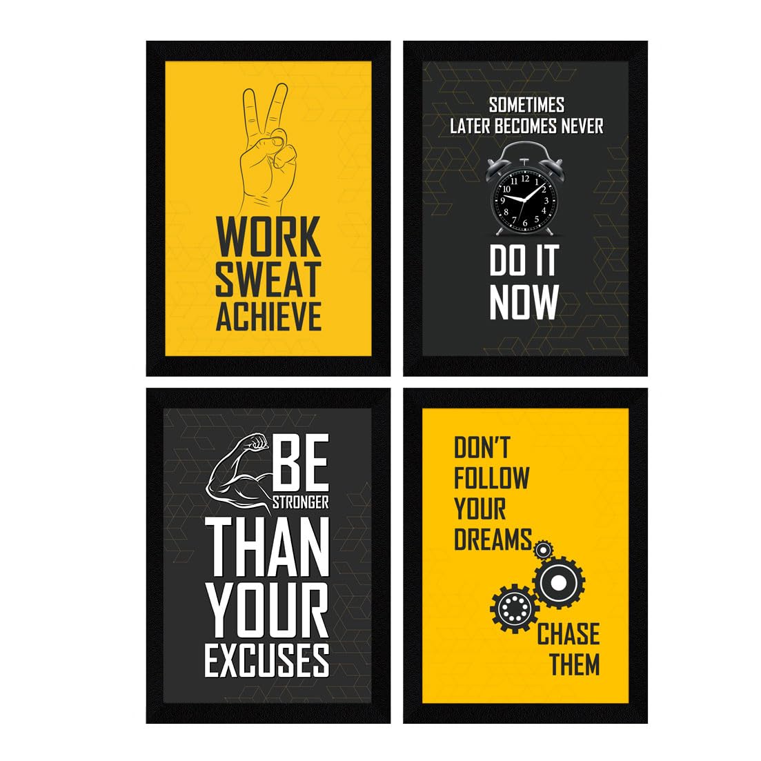 Artx Paper Gym Big Health Quotes Wall Frame Art Painting, Multicolor, Inspirational, 10X13 Inches Each, 20 X 26 Inches Combined,