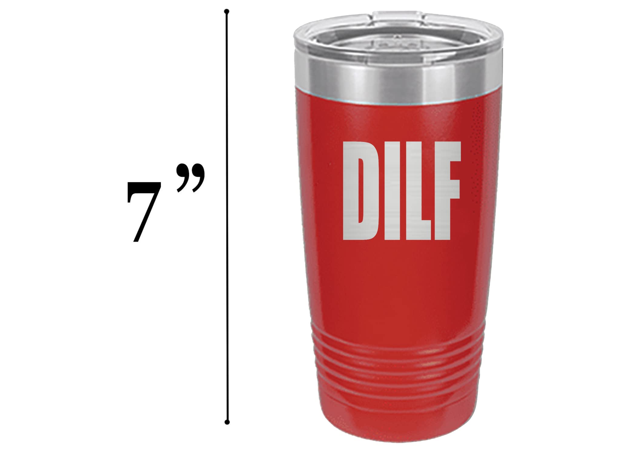 Rogue River Tactical Funny Dilf 20 Oz. Travel Tumbler Mug Cup W/Lid Sarcastic Work Gift For Him Dad Husband Father'S Day (Red)