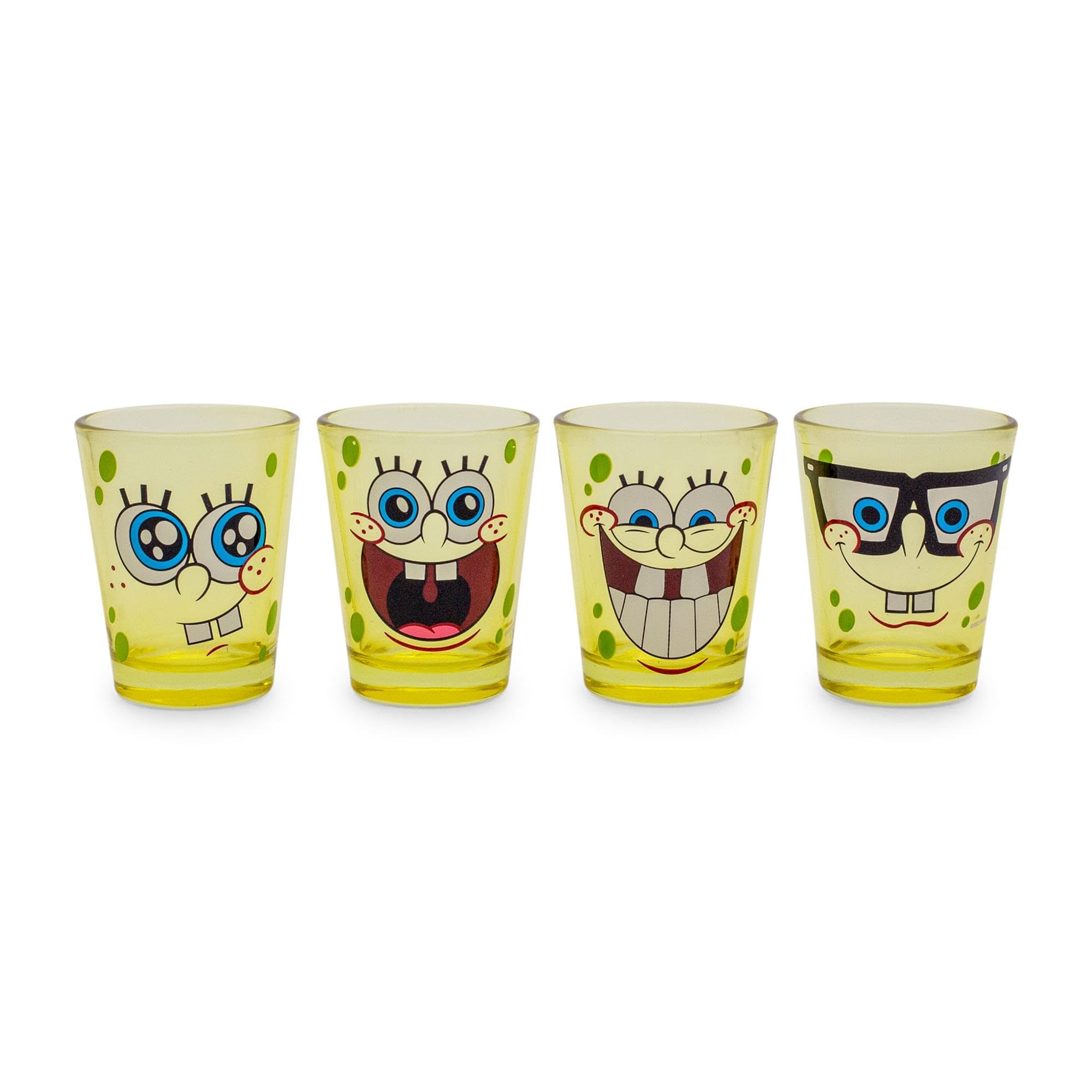 Silver Buffalo SG031SG1 Nickelodeon SpongeBob Faces Mini Glass Set, 4-Pack