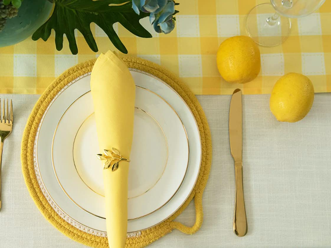 Koffota Jasmine Yellow Cloth Napkins 100% Cotton Set Of 12, Spring Cloth Napkins Easter Table Decor For Dinner, Soft Comfortable
