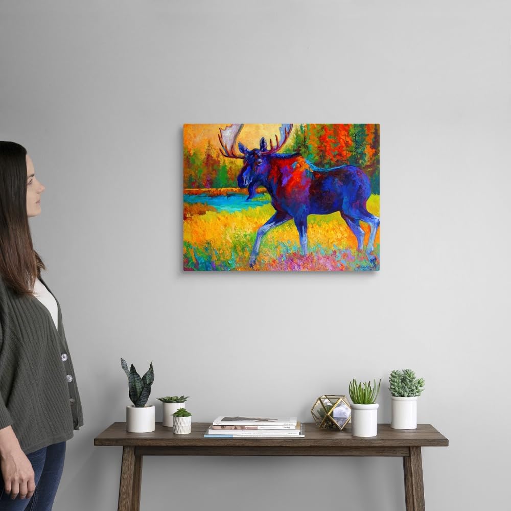 Canvas On Demand Majestic Moose Canvas Wall Art Print By Marion Rose, Home Decor, Wildlife Artwork, 24''X18''