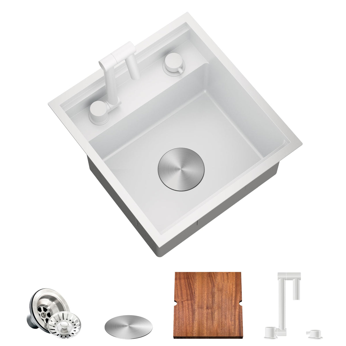 Torva Rv Kitchen Sink, 16 X 17 X 9 Inch Undermount Bar Sink 16 Gauge Stainless Steel Single Bowl Sink With Foldable Faucet Cutti