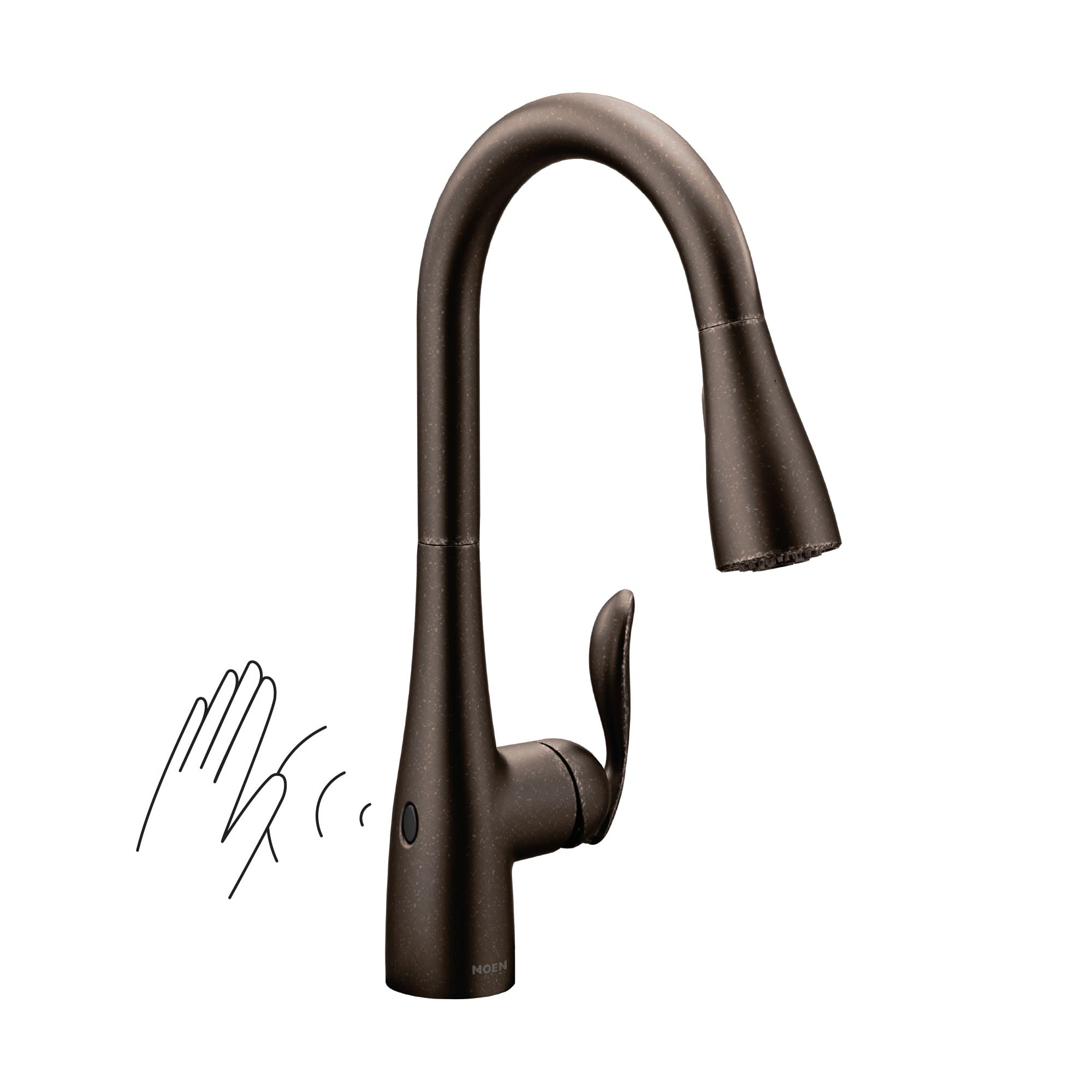 Moen Arbor Oil Rubbed Bronze Motionsense Wave Touchless One-Handle Pulldown Kitchen Faucet Featuring Power Clean, 7594Eworb