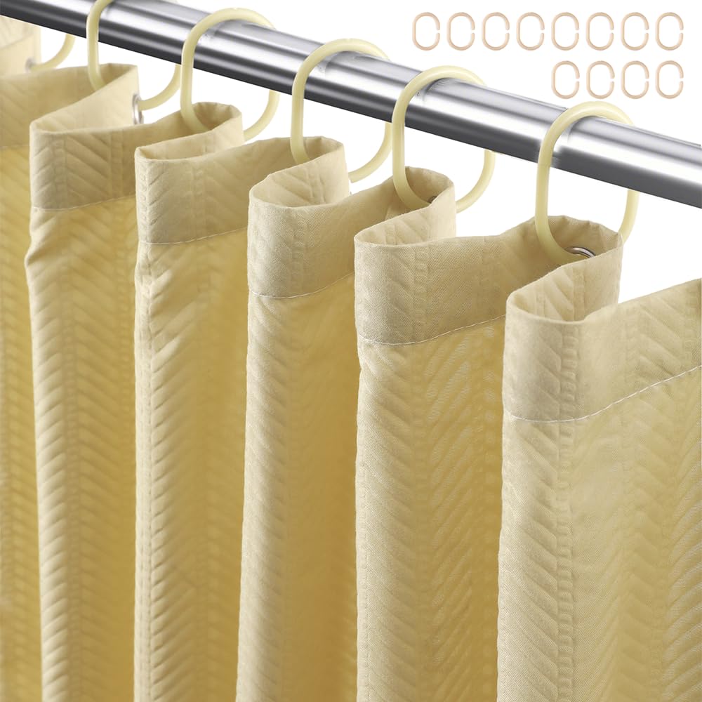 Eazzier Bath Extra Long Waffle Shower Curtain Or Liner, Light Weighted Fabric, Wrinkle And Rust Resistant, Classic Hotel Quality