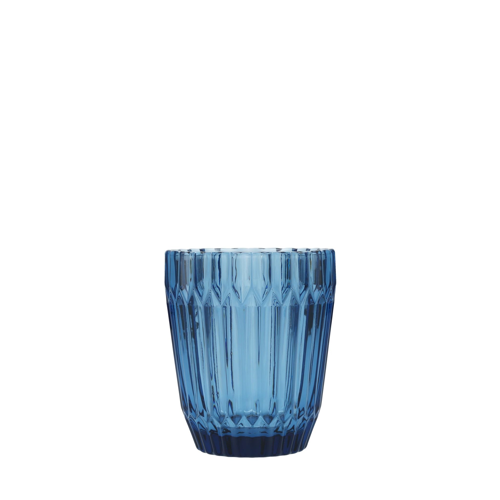 Fortessa Archie Glass Drinkware, Double Old Fashioned (Set of 6), 12.5 Ounce, Cornflower Blue