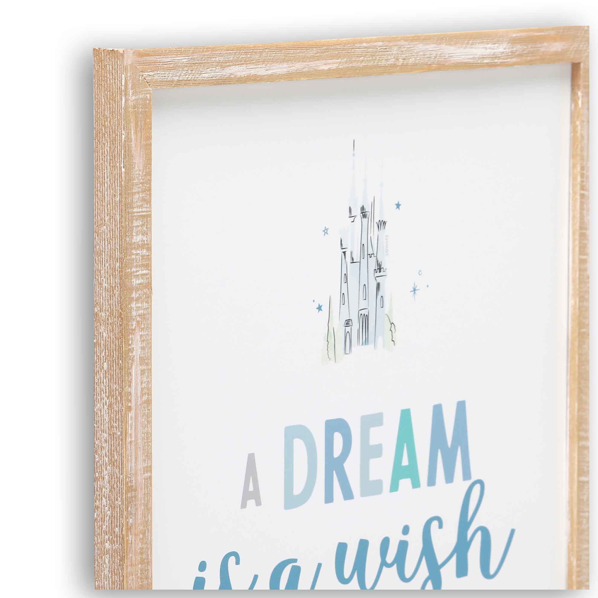 Disney Princess Cinderella Castle Wall Art - A Dream Is A Wish Your Heart Makes - Cute Cinderella Framed Wood Wall Decor