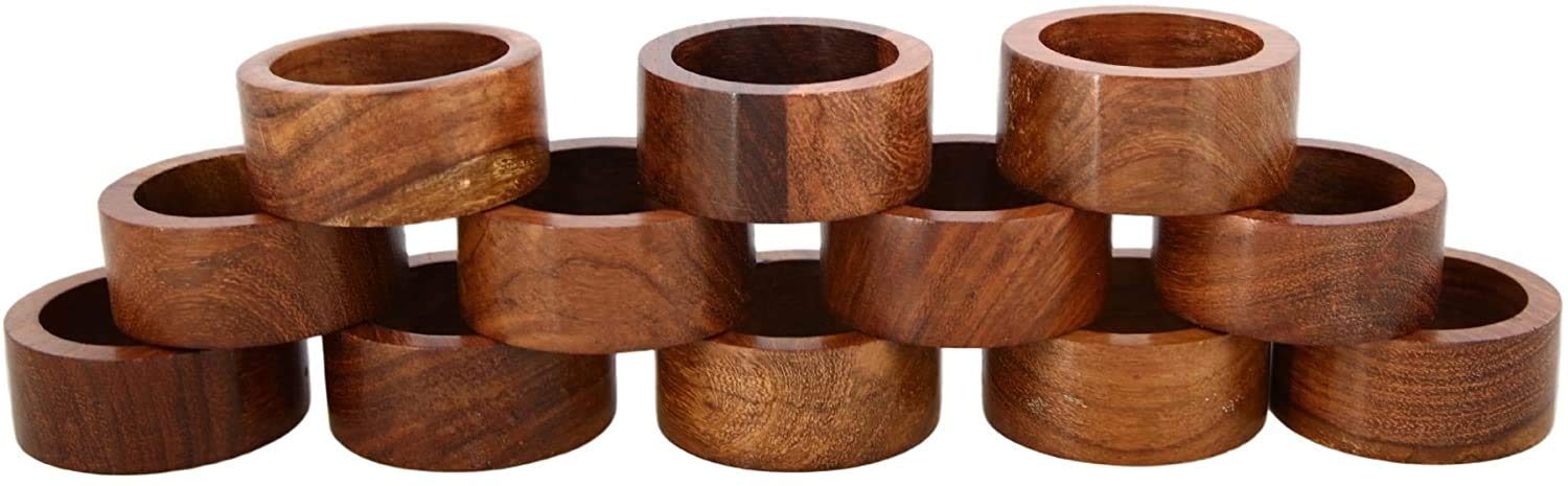Ajuny Handcrafted Wooden Round Napkin Ring Sleek Plain Decorative 1.5 Inch Napkin Holders For Table D  Cor Dinner Wedding Party
