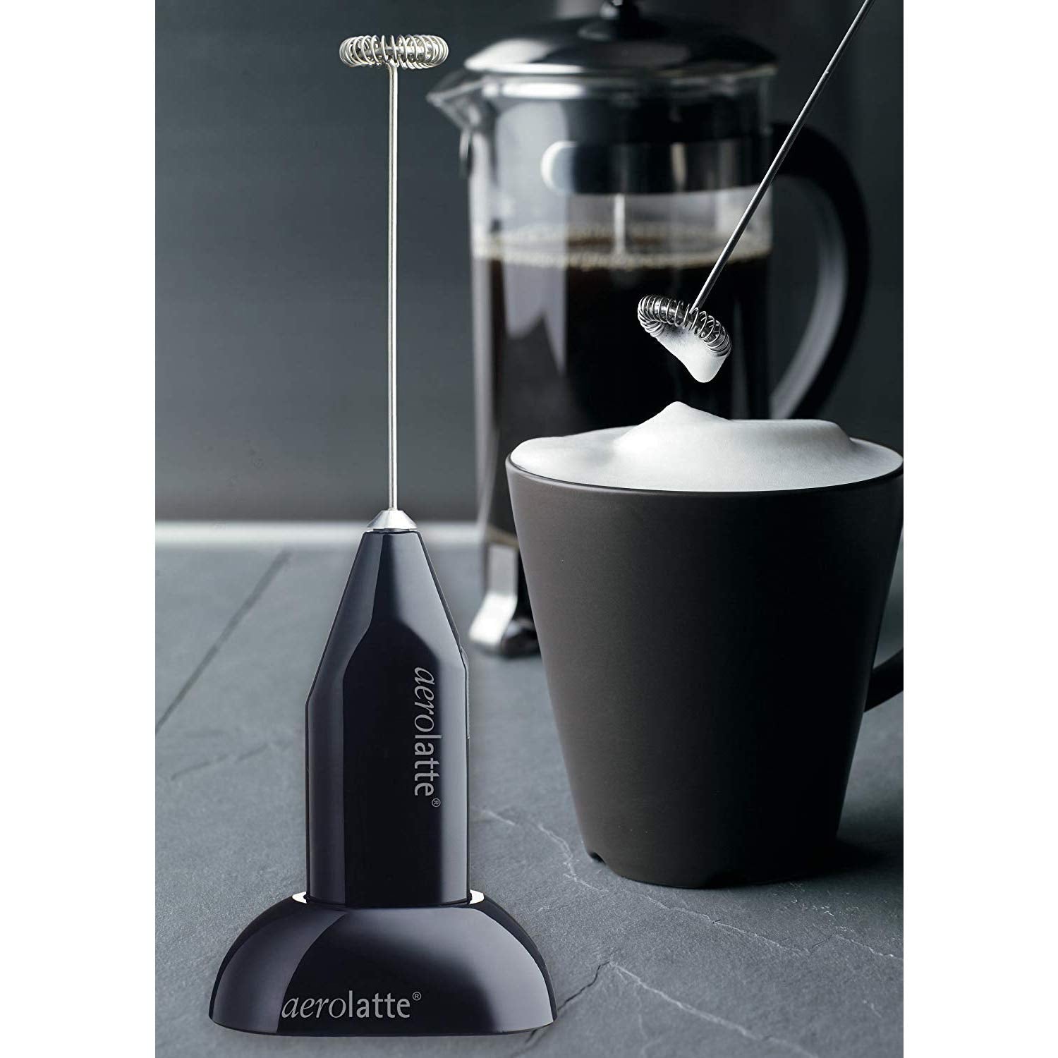 Aerolatte Milk Frother With Counter Stand, The Original Steam-Free Frother, Black