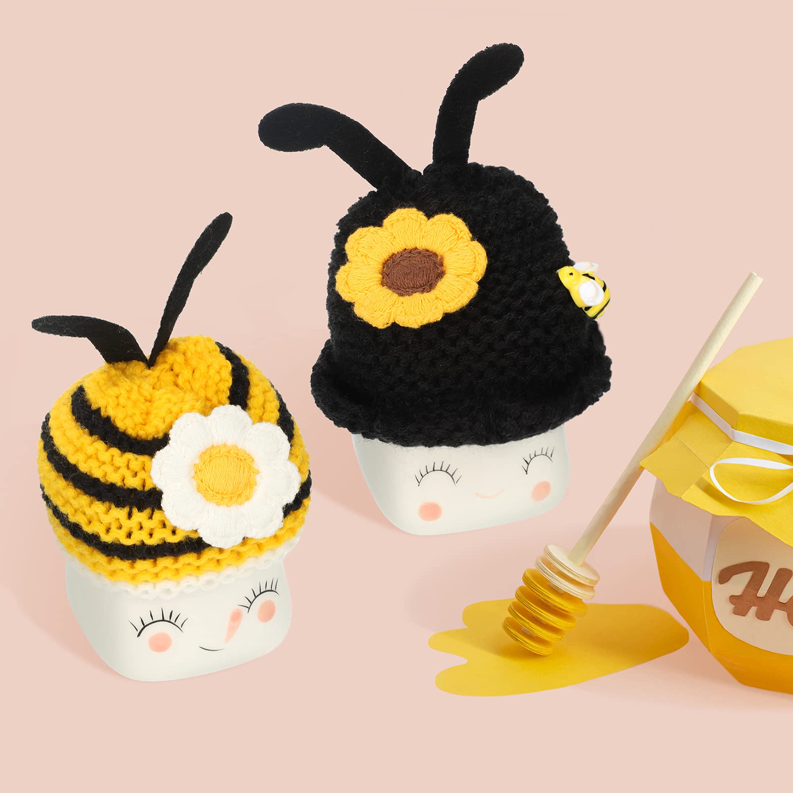 Aoriher 4 Pieces Marshmallow Mug Hats Summer Mug Toppers Knitted Mug Topper Hat Mini Mug Hat Cover For Farmhouse Kitchen Cocoa A