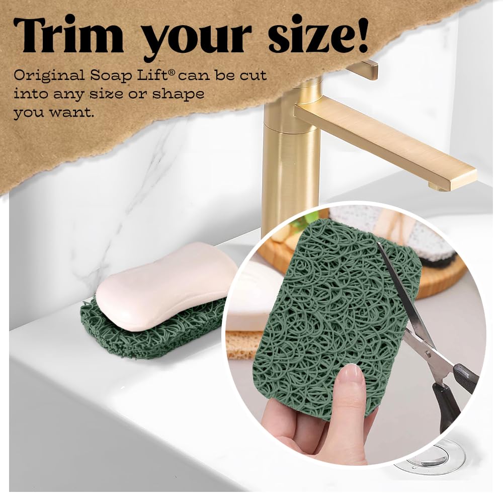 Soap Lift Soap Saver Set - Soap Dish For Shower, Spa, Bathroom Sink - Bar Soap Holder & Soap Tray For Shampoo Bar (2-Pack, Sage)