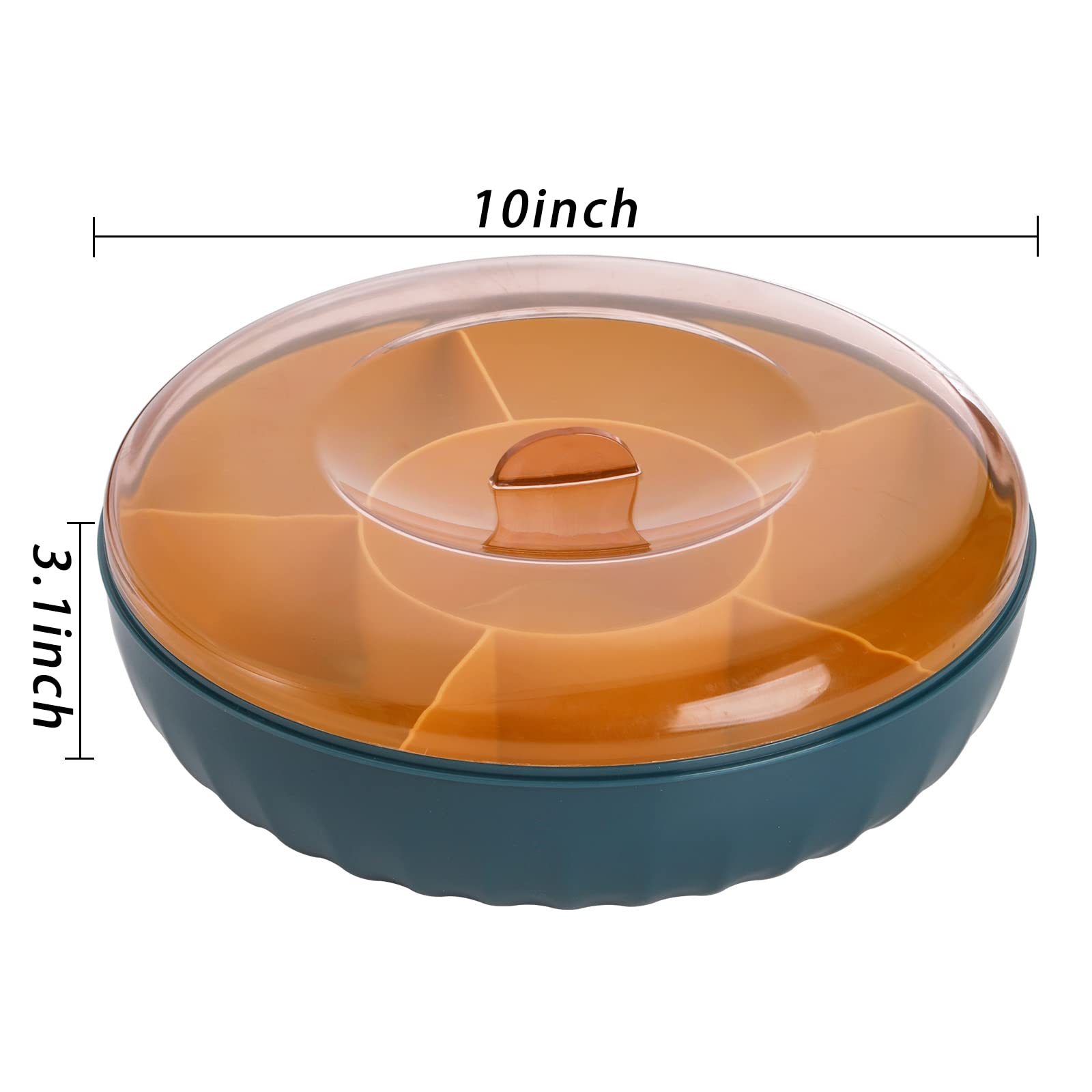 Soujoy 2 Pack Divided Serving Tray With Lid, 6 Compartment Appetizer Tray Tray, 10'' Round Reusable Snack Nuts Containers, Party