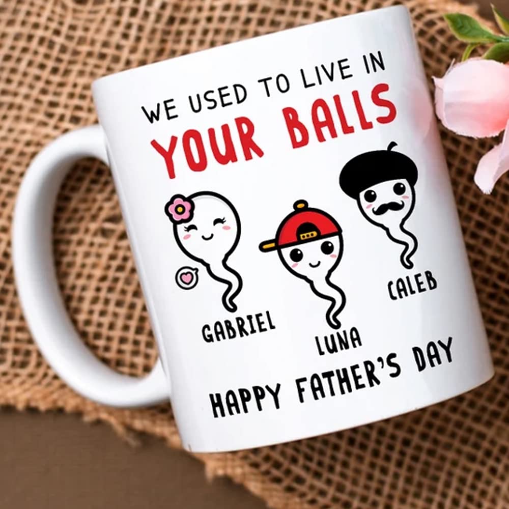 Thwaites Personalized Mug We Used To Live In Your Balls Ceramic Coffee Mug Funny Gift For Dad On Fathers Day, New Dad Mug, Dad T