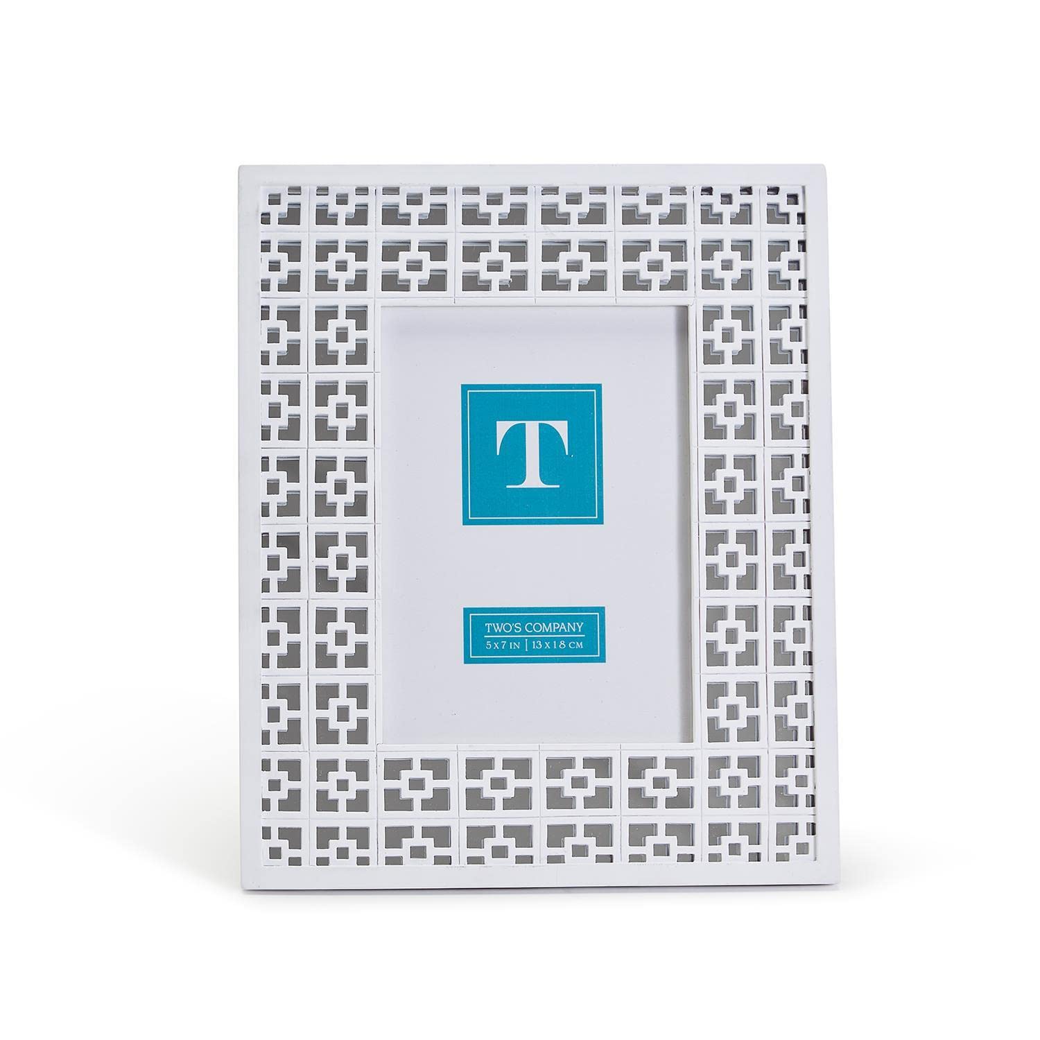 Twos Company Geometric Chain and Mirror 5 x 7 Photo Frame (stands horizontally/vertically or hangs) - Resin/Glass