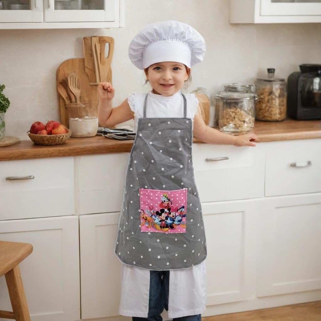 Xy Decor Kids 36 Years Old Cotton Waterproof Kitchen Apron 2 Pc,Apron With Pocket, Apron For Kids Girls Boys Cooking, Baking A