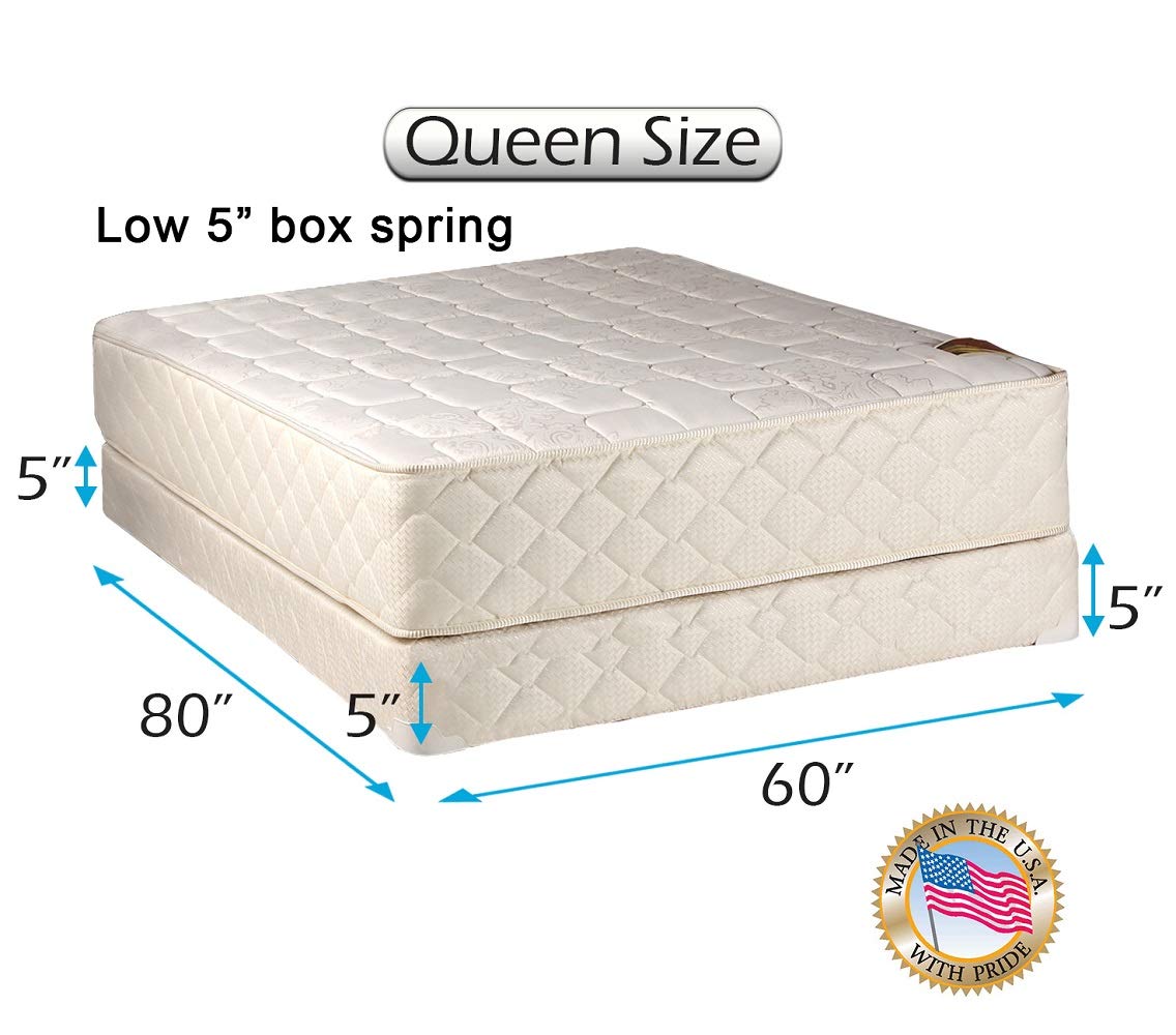 Dream Sleep Grandeur Deluxe Queen Size 2-Sided Mattress And Low 5'' Height Box Spring Set With Mattress Cover Protector Included