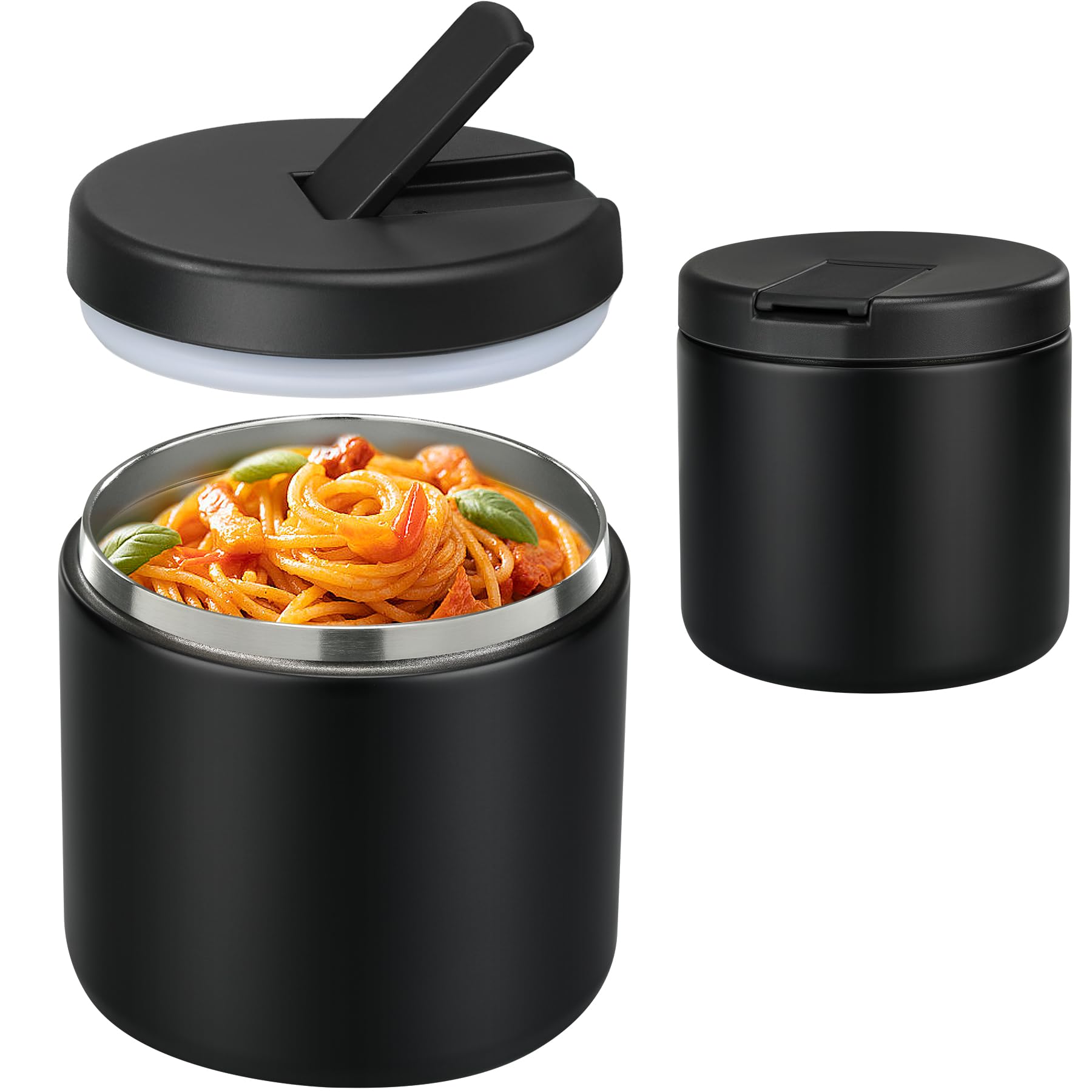 Pawtong 19oz Insulated Vacuum Food Jar with Buckle Lid Wide Mouth Soup Thermo for Hot Food Kids Leakproof Stainless Steel Lunch 