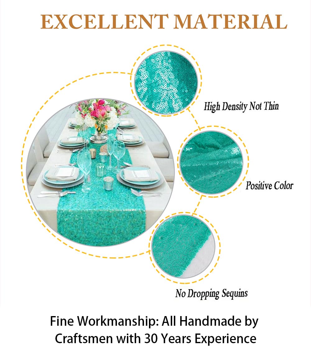 Shinybeauty Wedding Decor Sequin Table Runner 2Pcs Mint Green-12X72-Inch Party Runners For Table, Dining Table Runners Christmas