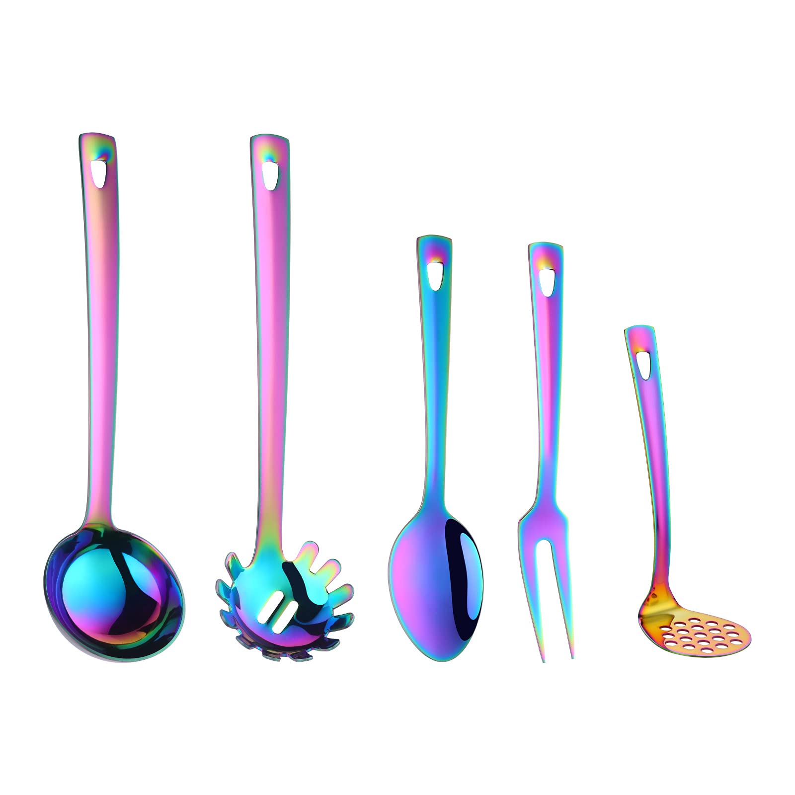 Buyer Star Kitchen Utensils Set 5 Pcs Cooking Utensils Stainless Steel 18/0 Kitchen Tool And Gadgets Salad Spoon Forks Gravy Lad