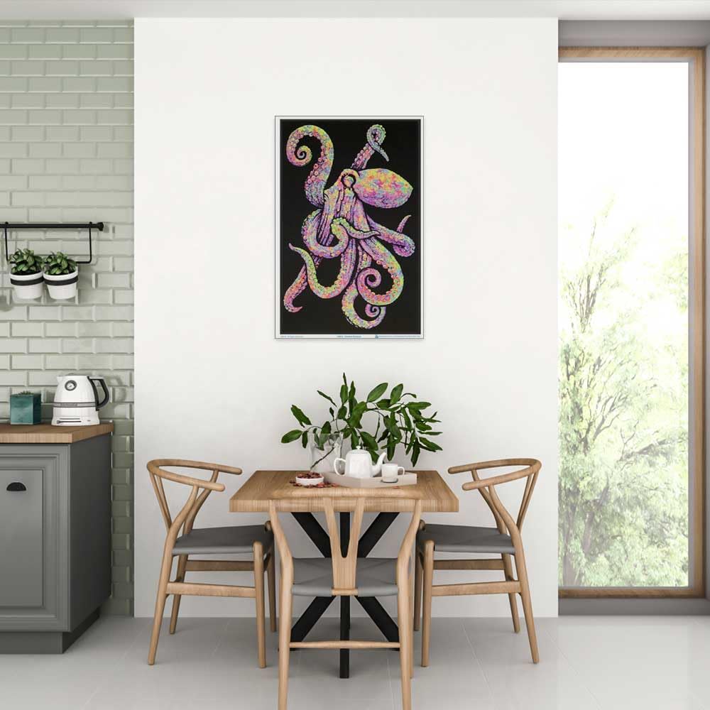 Painted Octopus - Flocked - Blacklight Poster - 23'' X 35''