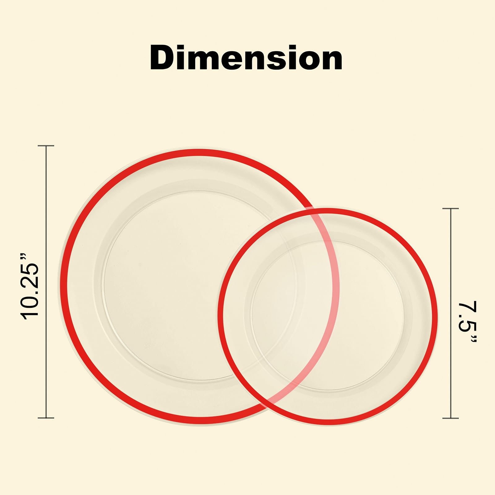 Beststar 200Pcs Red And Clear Plastic Plates, Disposable Plate Set With 100 Dinner Plates And 100 Dessert Plates For Party, Chri