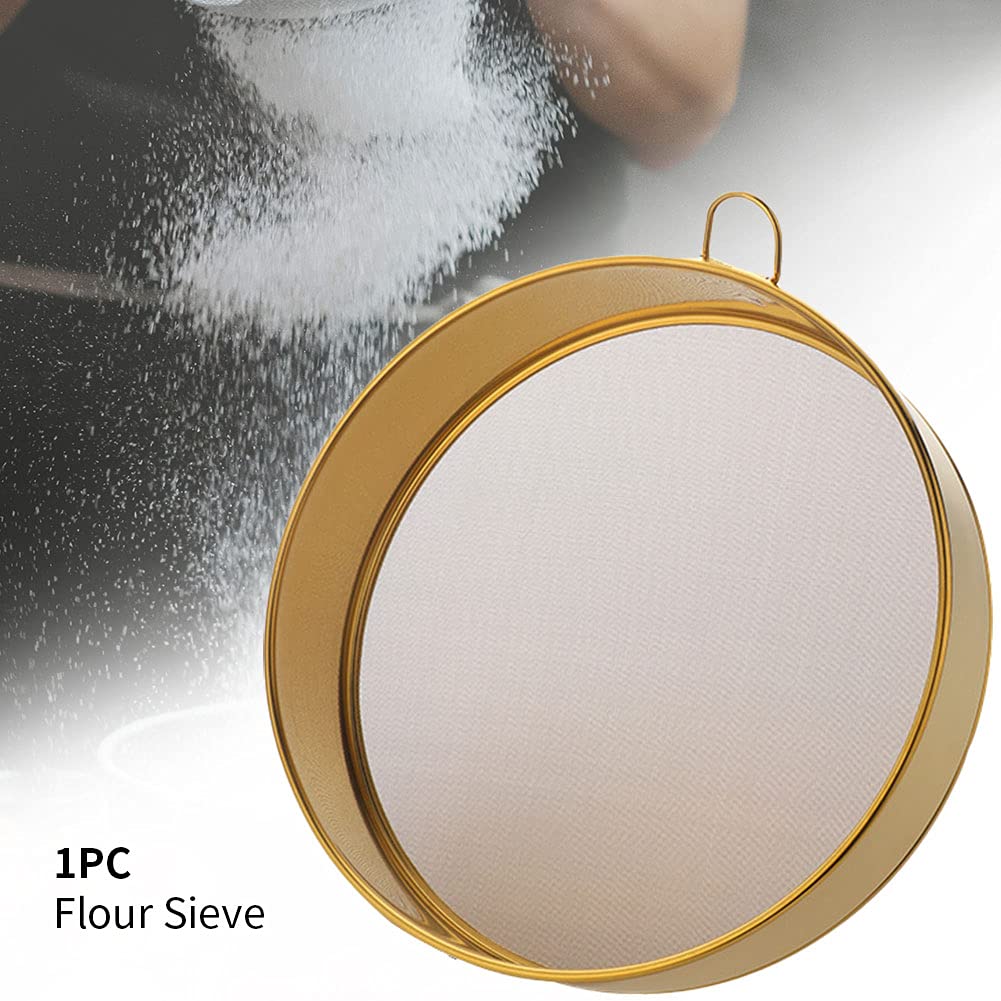 Flour Sieve, Sieve Fine Mesh Kitchen Home Stainless Steel With 80 Mesh Flour Sieve Durable Professional Round(Silver)