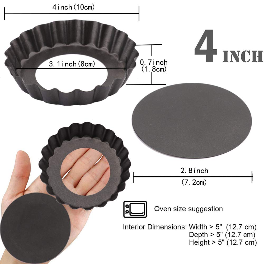 Cyimi Mini Tart Pan Set Of 6, Non-Stick 4 Inch Quiche Pan, Removable Bottom Tart Pan For Pies, Quiche Bakeware, Cheese Cakes, De