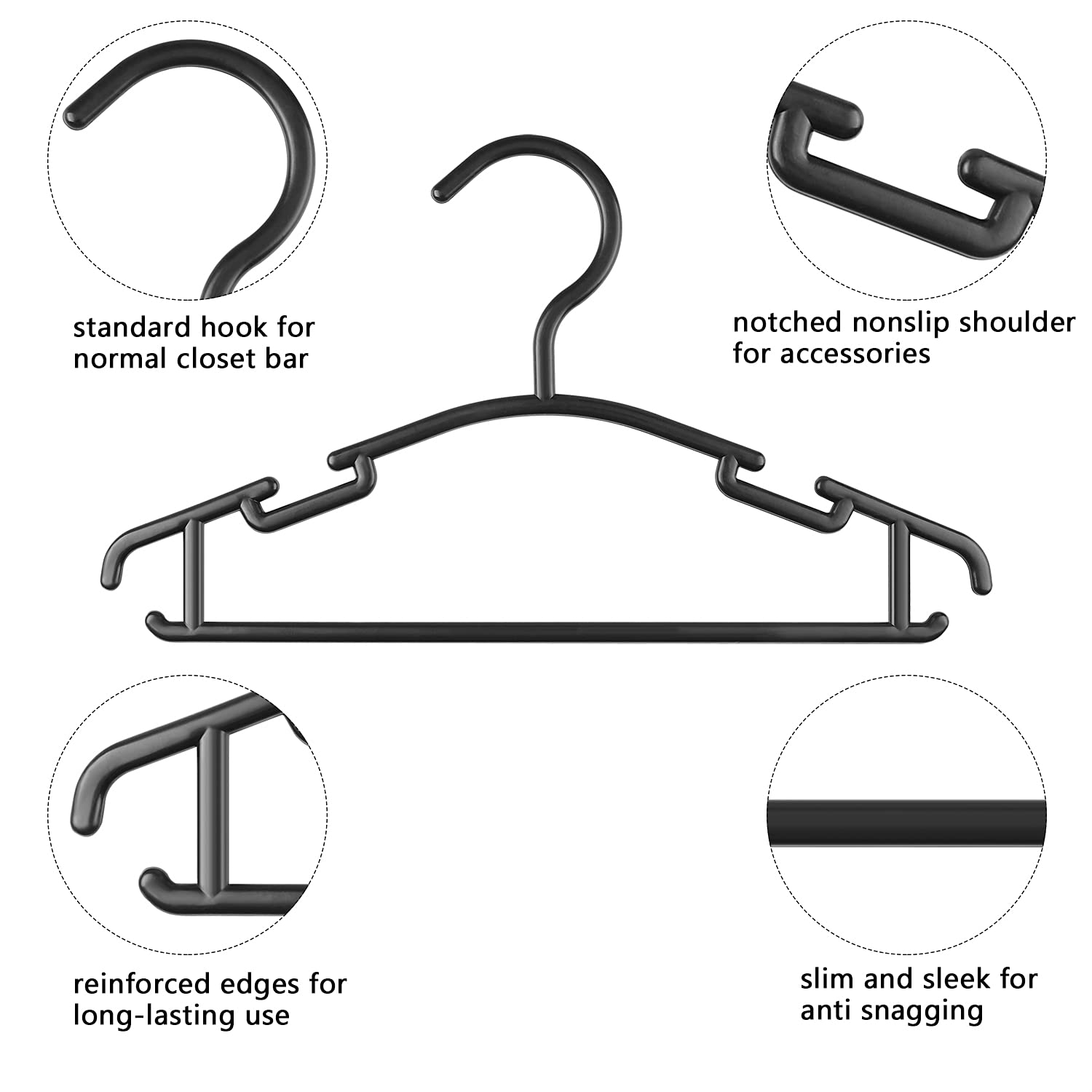 GoodtoU Black Baby Hangers for Closet Plastic Kids Hangers Black Baby Clothes Hangers Children Hangers Toddler Hangers Nursery Hangers (Black  80pack)