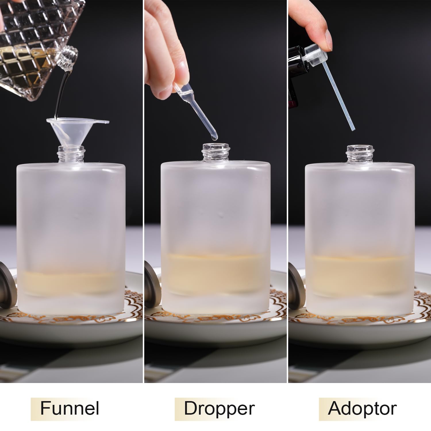 Yerpkefey 100Ml/3.4 Oz Frosted Glass Spray Bottle Perfume Atomizer,Refillable Perfume Spray Bottle Perfume Bottles Empty With 3