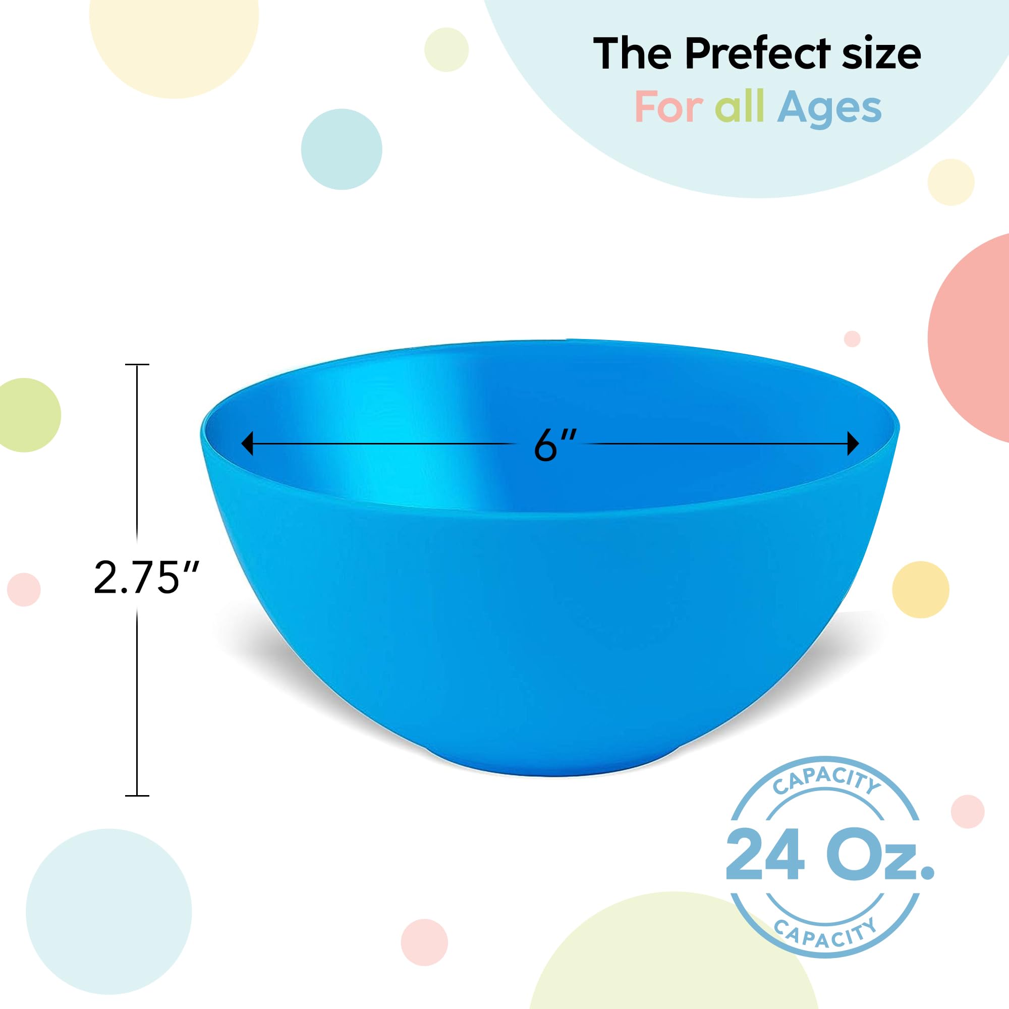 PLASKIDY Plastic Bowls Set of 12 - 24 Oz, BPA Free, Dishwasher Safe, Red, Perfect for Cereal, Soup, Snacks, Fruit, or Salad