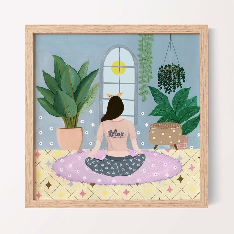 The Spring Palette | Relax Girl - Modern Wall Painting | Self Love Theme | Modern Art Painting For Living Room Bed Room And Offi