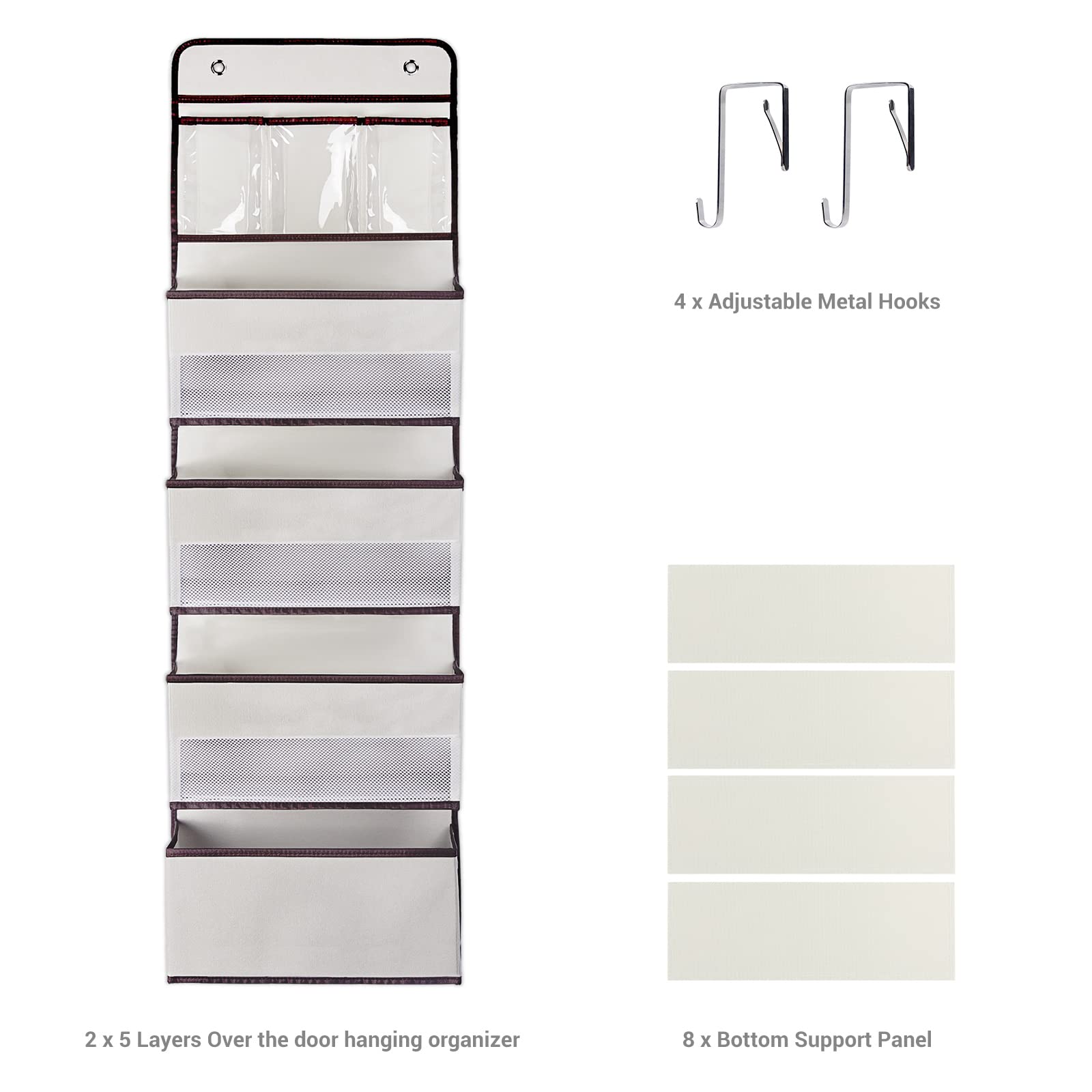 Nestidy 2 Pack Over The Door Organizer Storage, Wall Mount Hanging Organizer With 4 Large Capacity Pocket Organizers And 3 Small