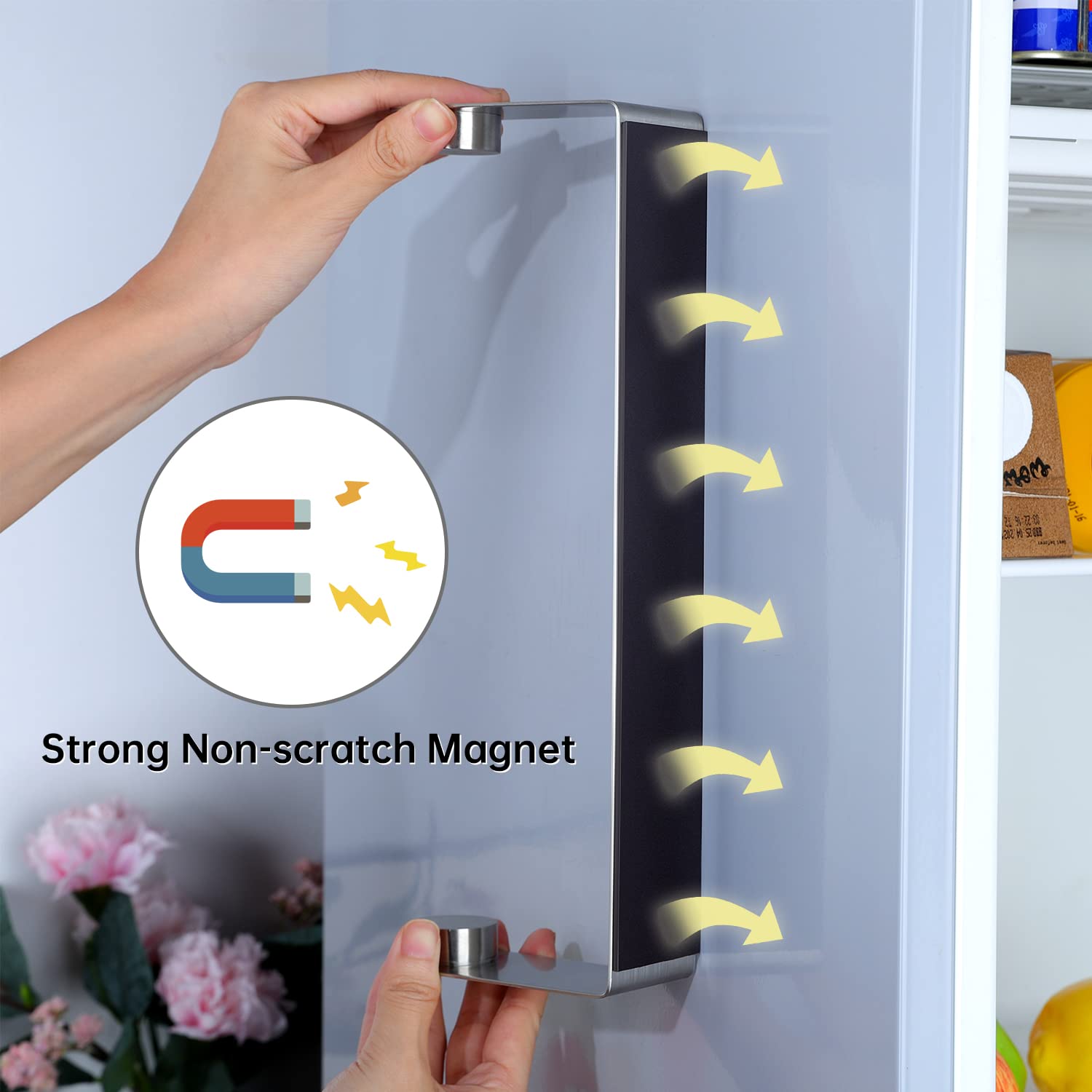 Deliton Magnetic Paper Towel Holder - Multifunctional Paper Towel Bar With Strong Magnetic Backing For Kitchen, Refrigerator, Gr