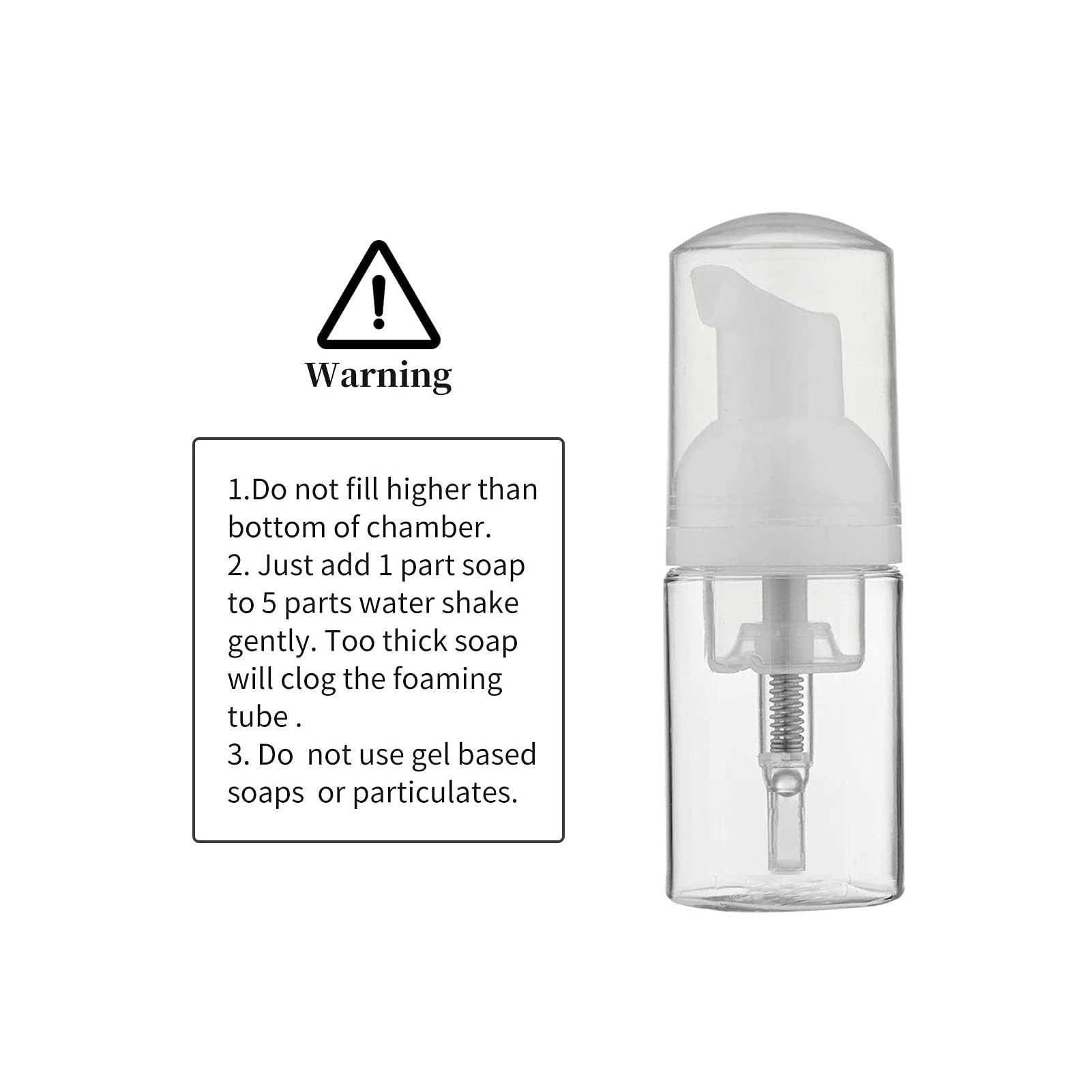 Longway 3Pcs Travel Size Foam Pump Bottle,Mini Empty Pump Bottle Dispenser(30Ml,1 Fl Oz) (Clear)