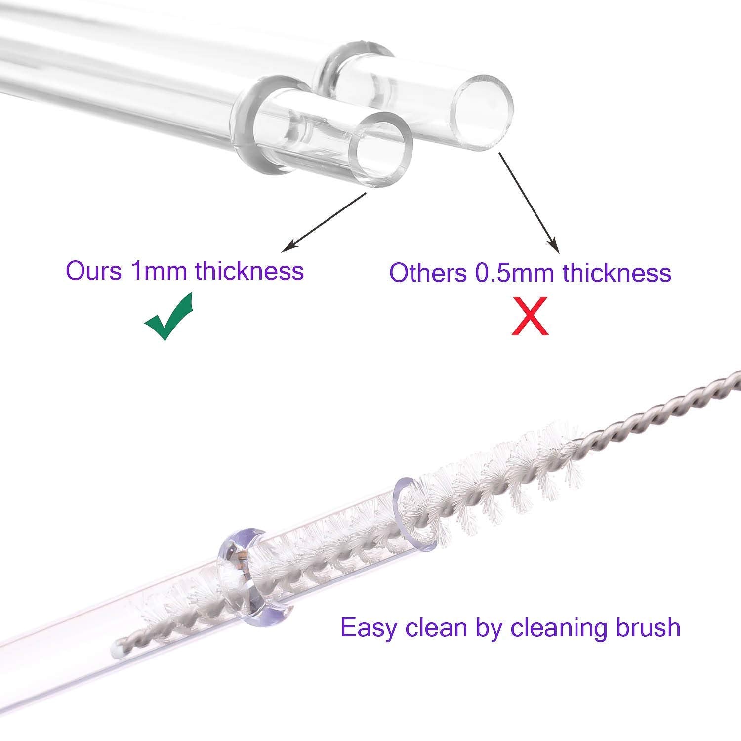 Dakoufish 11 Inch Clear Reusable Thick Plastic Drinking Straws Extra Long For 24Oz & 40Oz Mason Jar Tumblers,Set Of 12 Pcs Straw