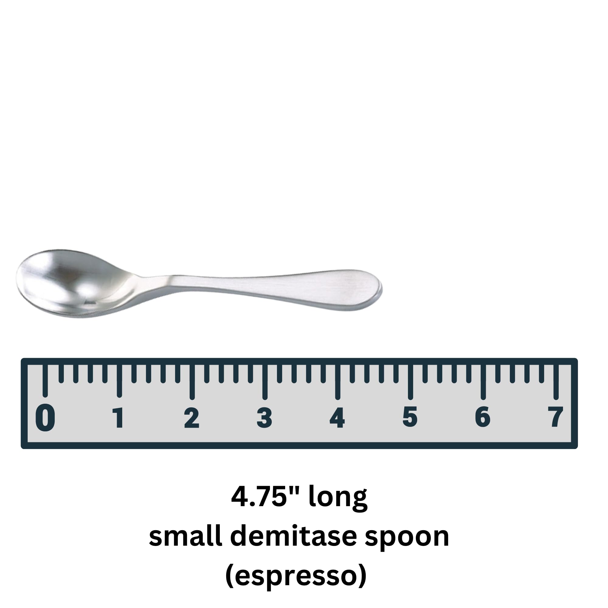 Knork Stainless Steel Demitasse Spoon (Set Of 6), Shiny Gloss Silver, Tiny Coffee-Appetizer Specialty Spoons